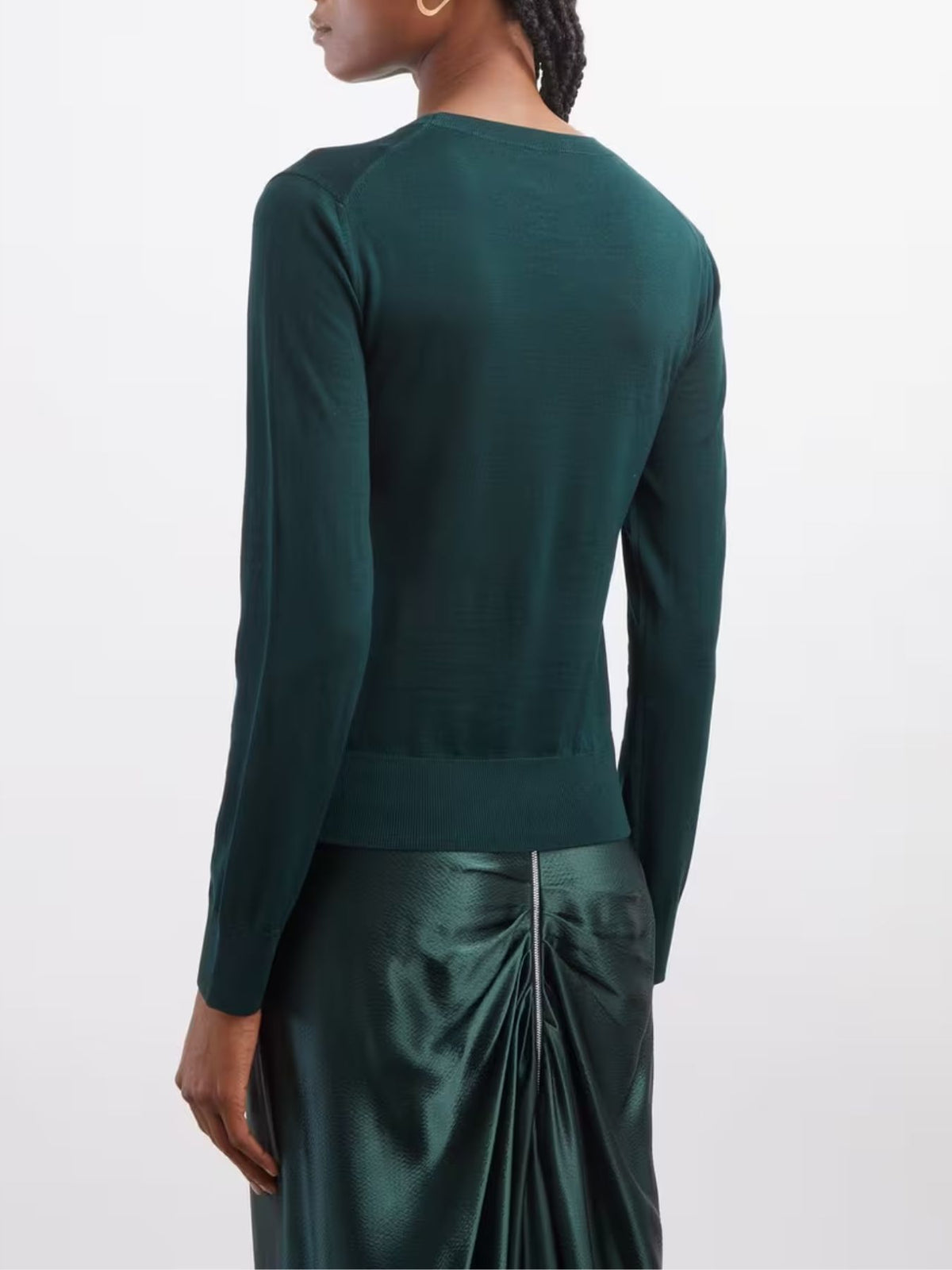FFORME-Mitchell Light Merino Crew Neck Sweater-Evergreen-Sweaters-Boboli-Vancouver-Canada