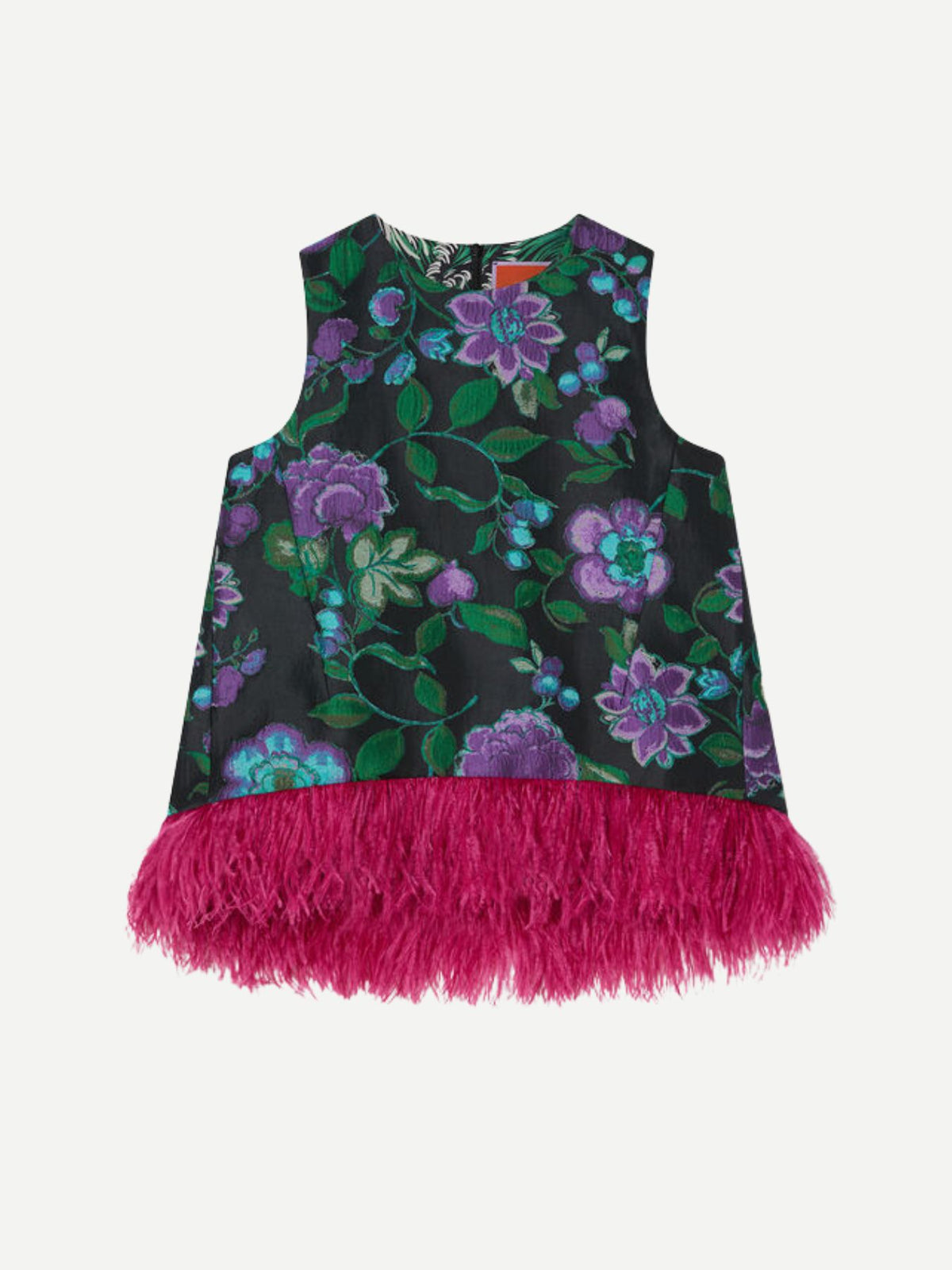 La DoubleJ-La Scala Top (With Feathers) - Botanical Black-Tops-Boboli-Vancouver-Canada