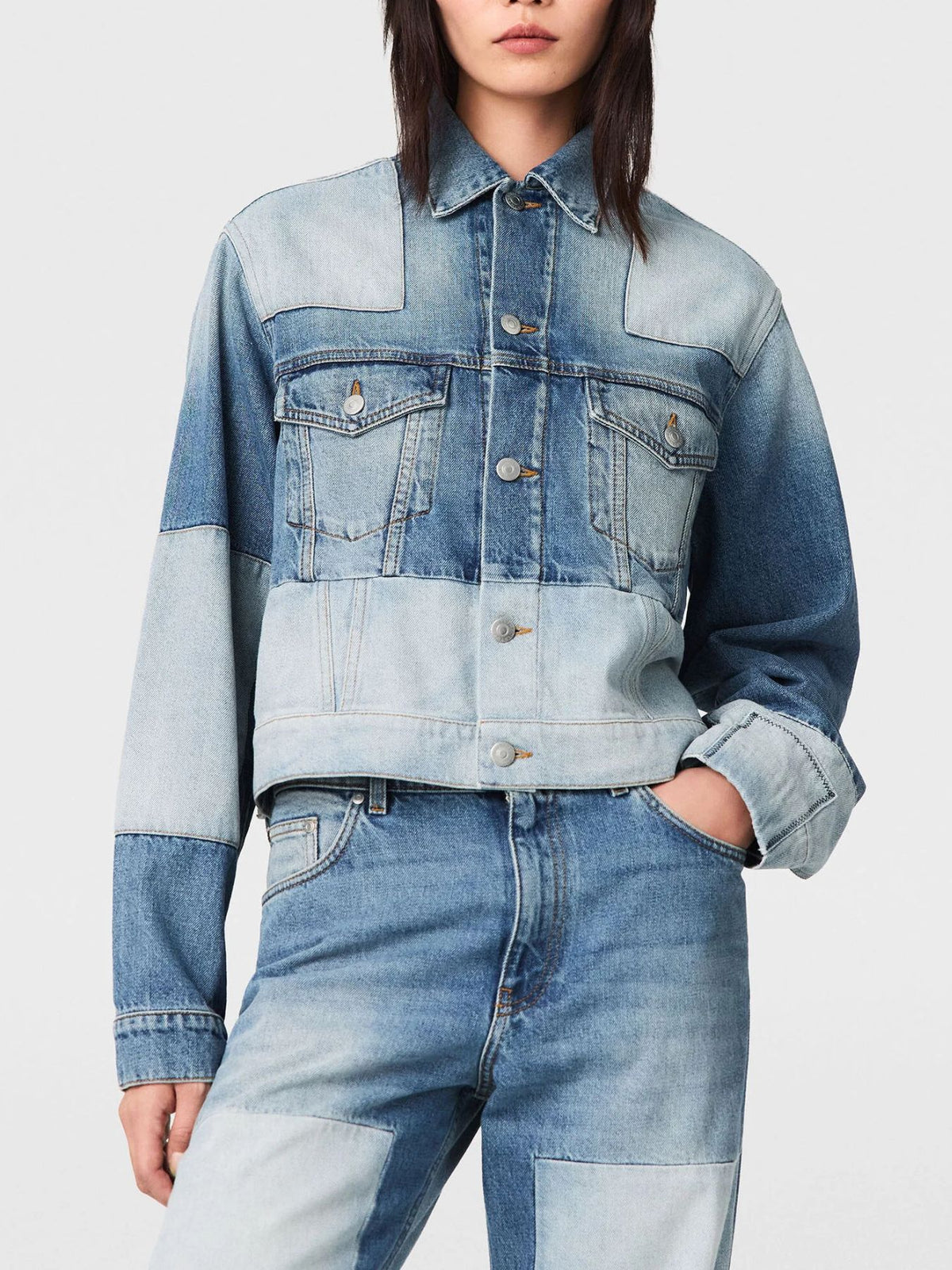 Stella McCartney-Patchwork Denim Jacket - Two Tone Denim-Jackets-Boboli-Vancouver-Canada