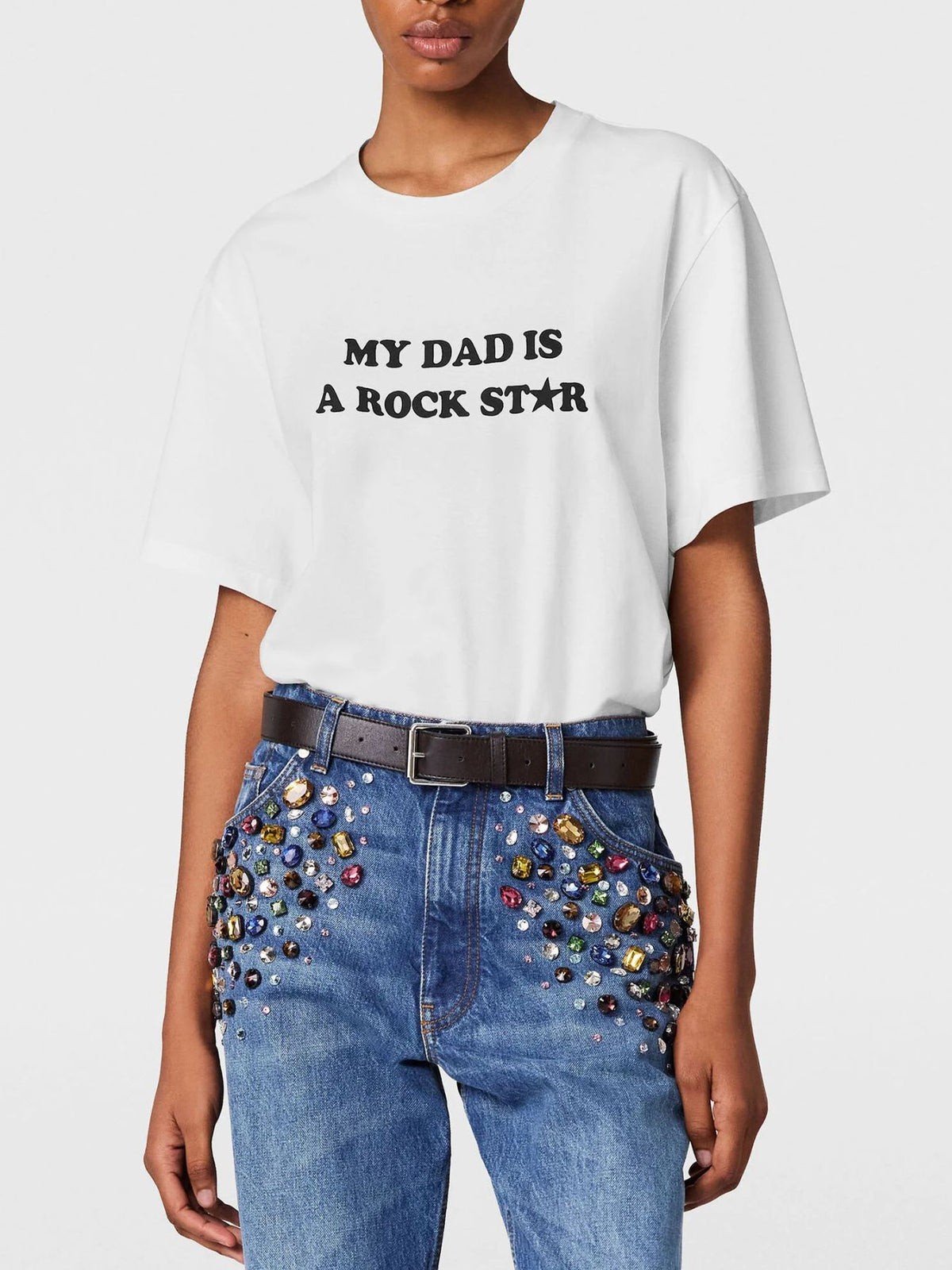 Stella McCartney-My Dad Is A RockstarT Shirt - Pure White-T-Shirts-Boboli-Vancouver-Canada