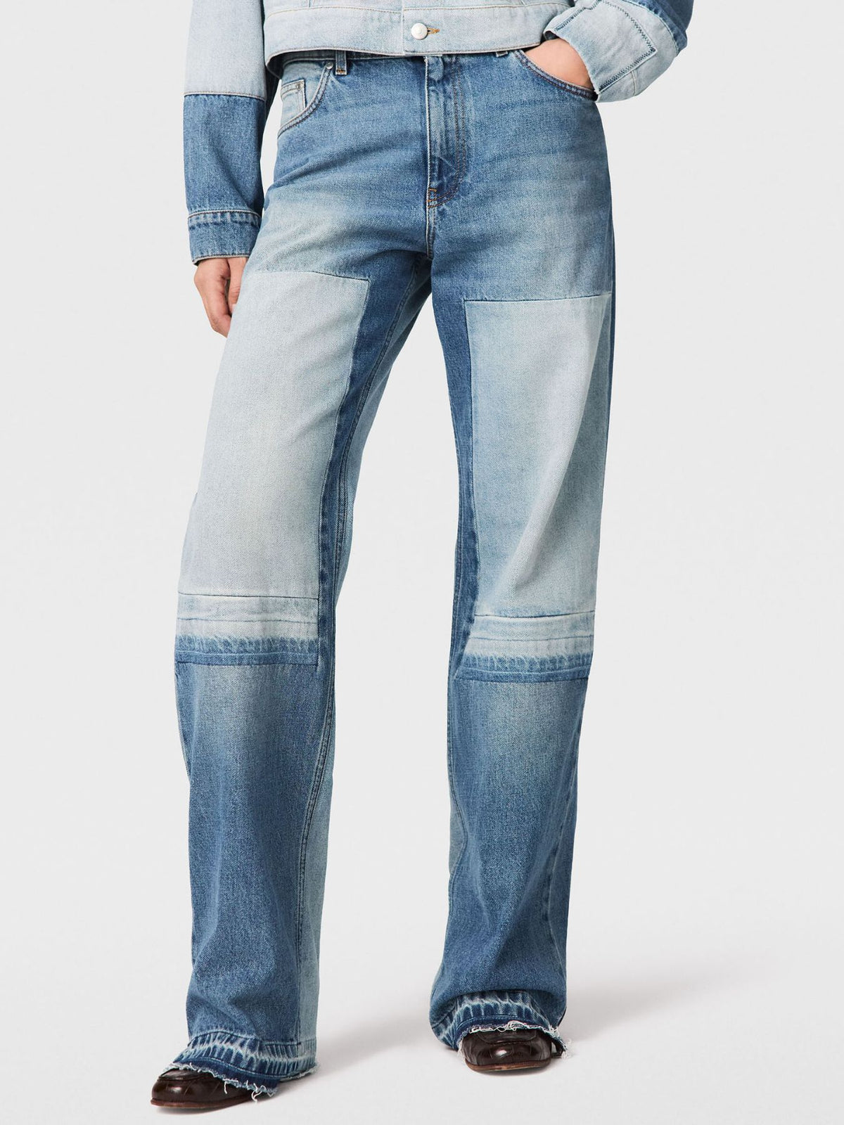 Stella McCartney-Patchwork Straight Jean - Two Tone Denim-Pants-Boboli-Vancouver-Canada