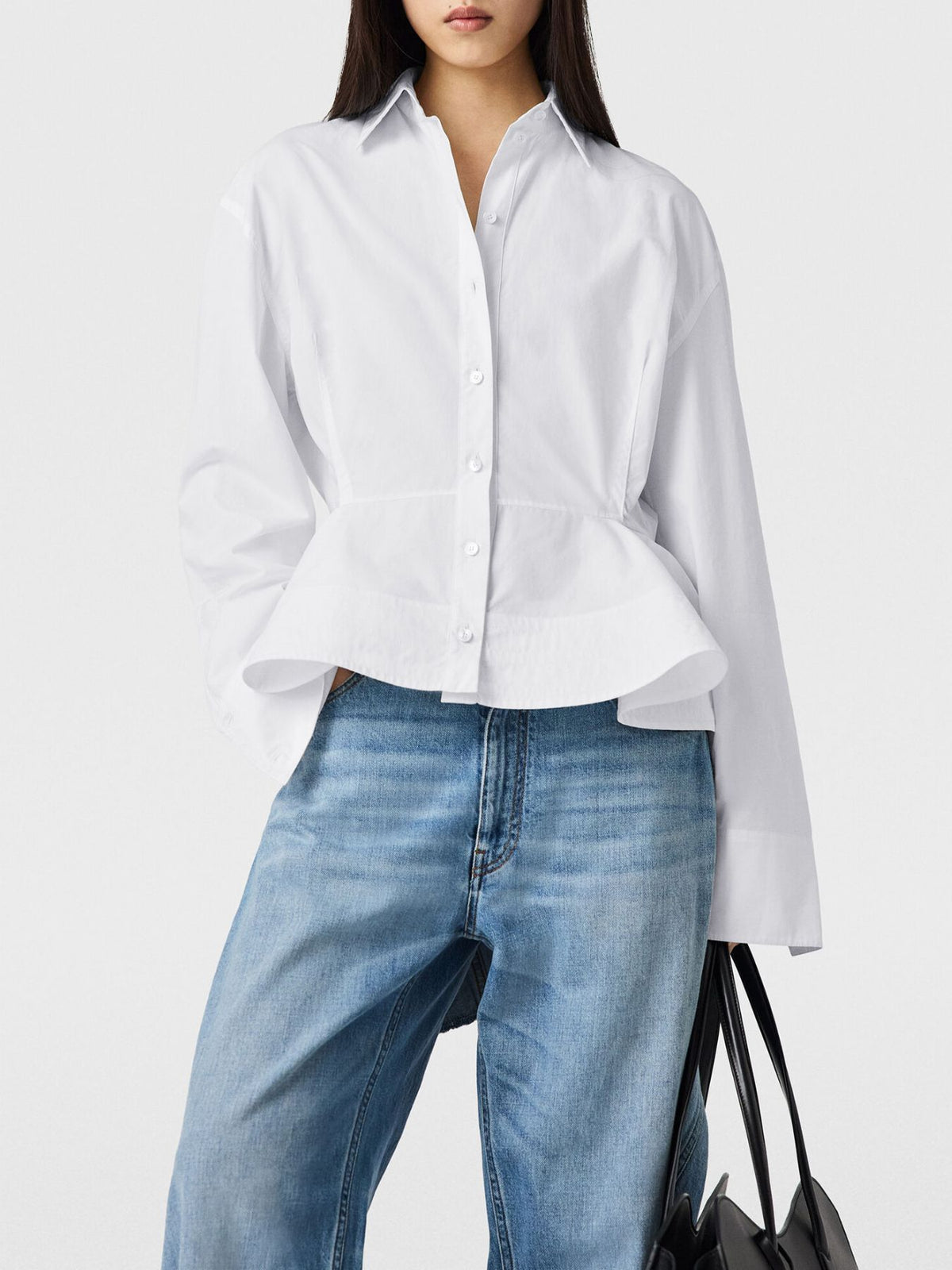 Stella McCartney-Poplin Peplum Shirt - Pure White-Shirts-Boboli-Vancouver-Canada