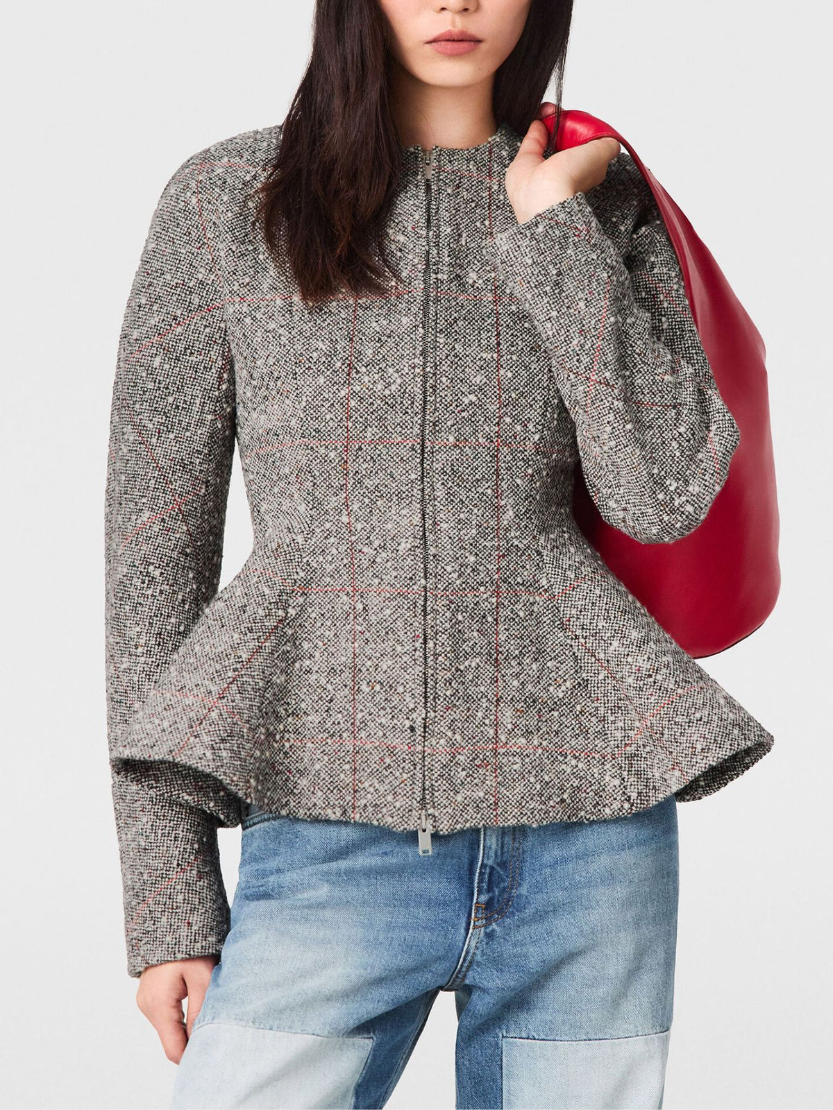 Stella McCartney-Speckled Peplum Jacket - Multicolor Grey-Jackets-Boboli-Vancouver-Canada