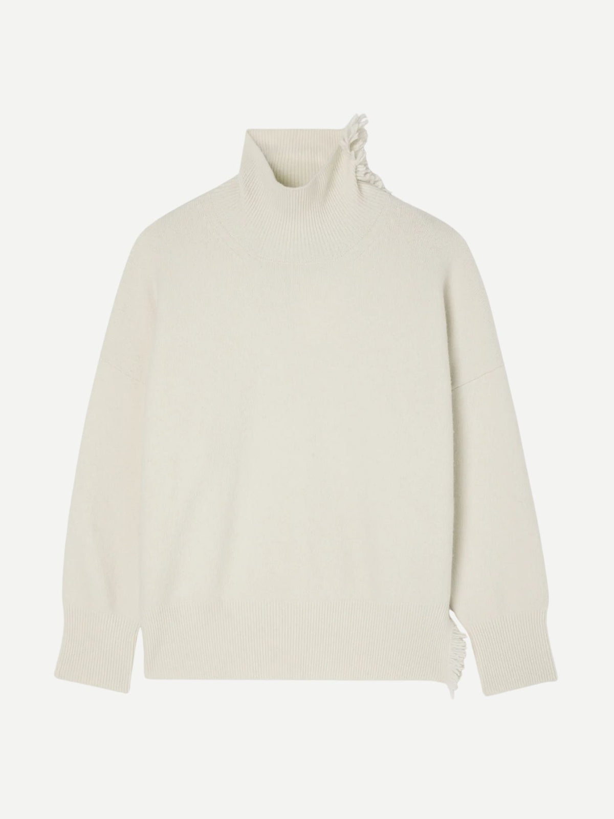 Rohe-Turtleneck With Raw Details - Off White-Sweaters-Boboli-Vancouver-Canada