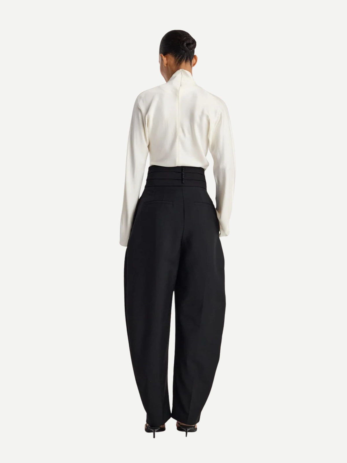 Rohe-Puck - Sculptural Cumberband Trousers - Black-Pants-Boboli-Vancouver-Canada
