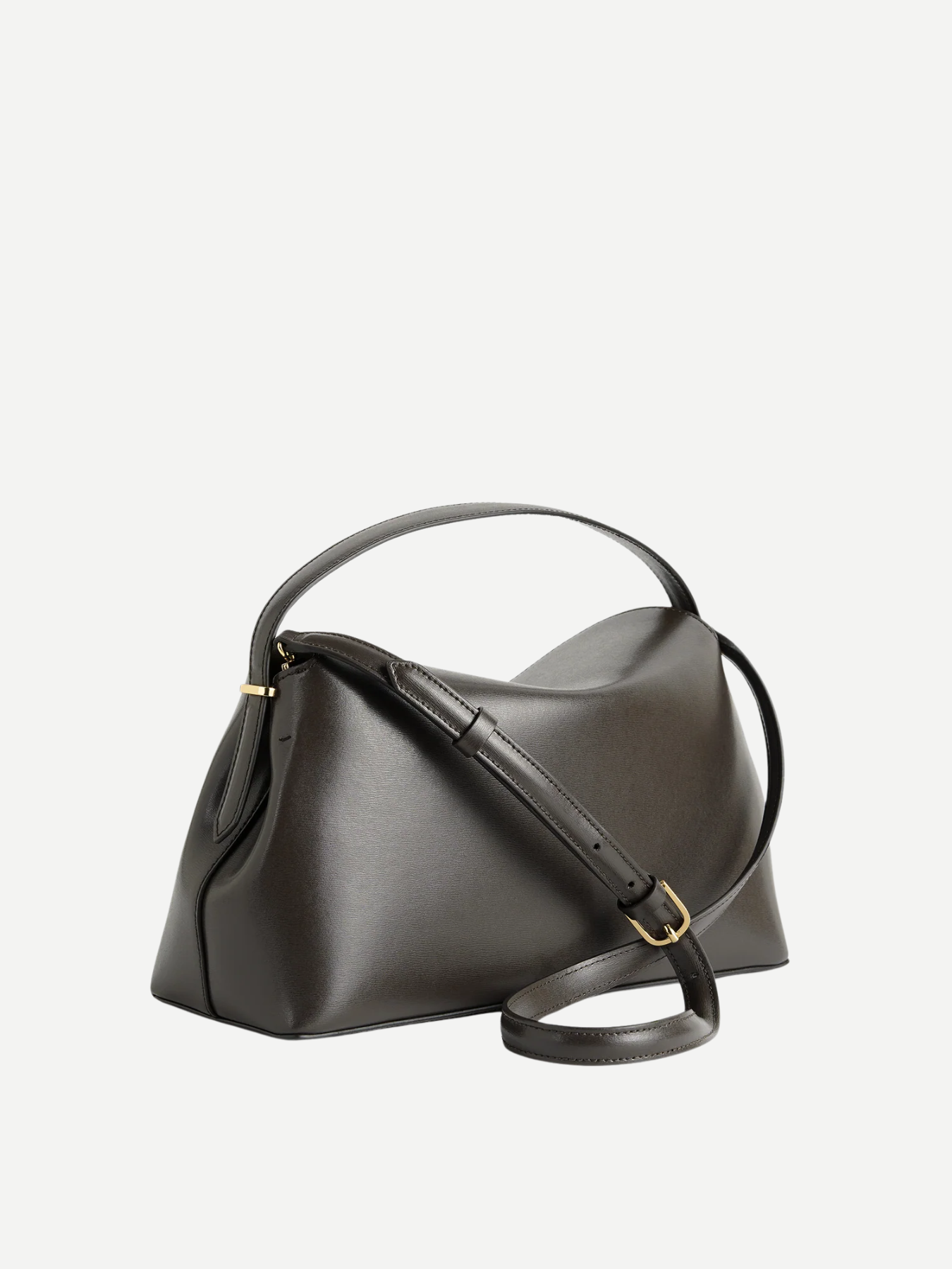 Totême-T-Lock Leather Top Handle - Bark-Bags-Boboli-Vancouver-Canada