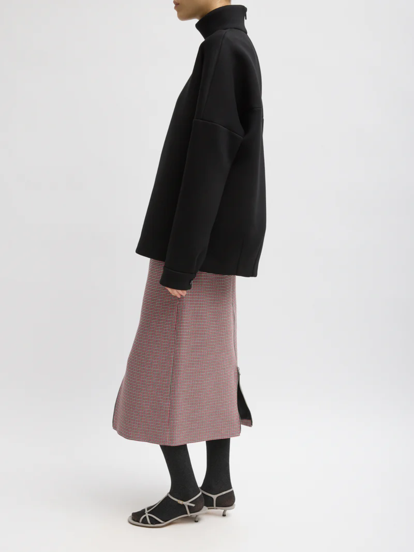 Tibi-Structured Viscose Neck Dolman Sleeve Top - Black-Tops-Boboli-Vancouver-Canada