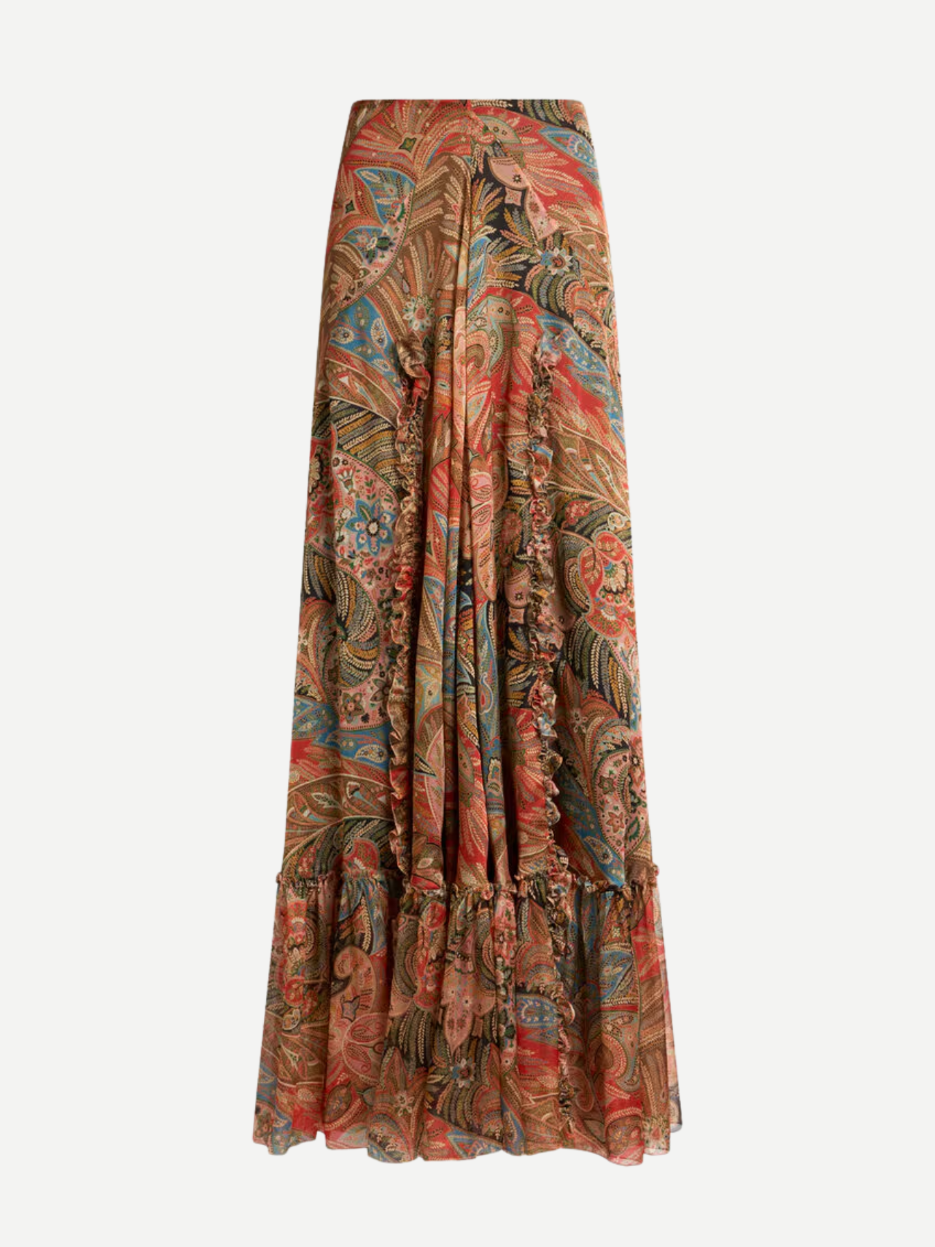 Etro-Long Skirt w/Ruffles - Orange-Skirts-Boboli-Vancouver-Canada