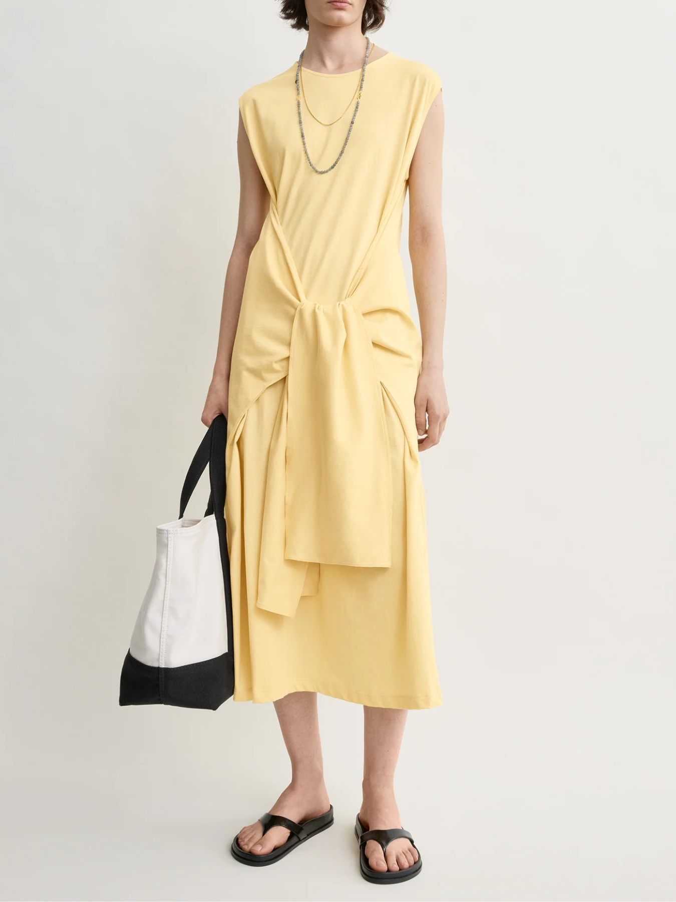Toteme-Tie-Waist Jersey Dress - Buttercup-Dresses-Boboli-Vancouver-Canada