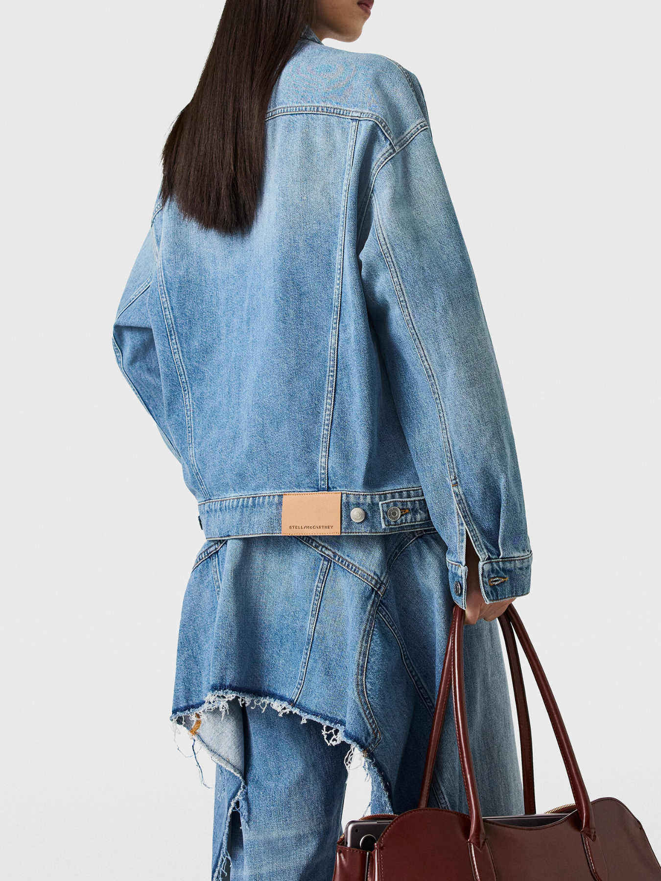 Stella McCartney-Deconstructed Denim Jacket - Mid Blue-Jackets-Boboli-Vancouver-Canada