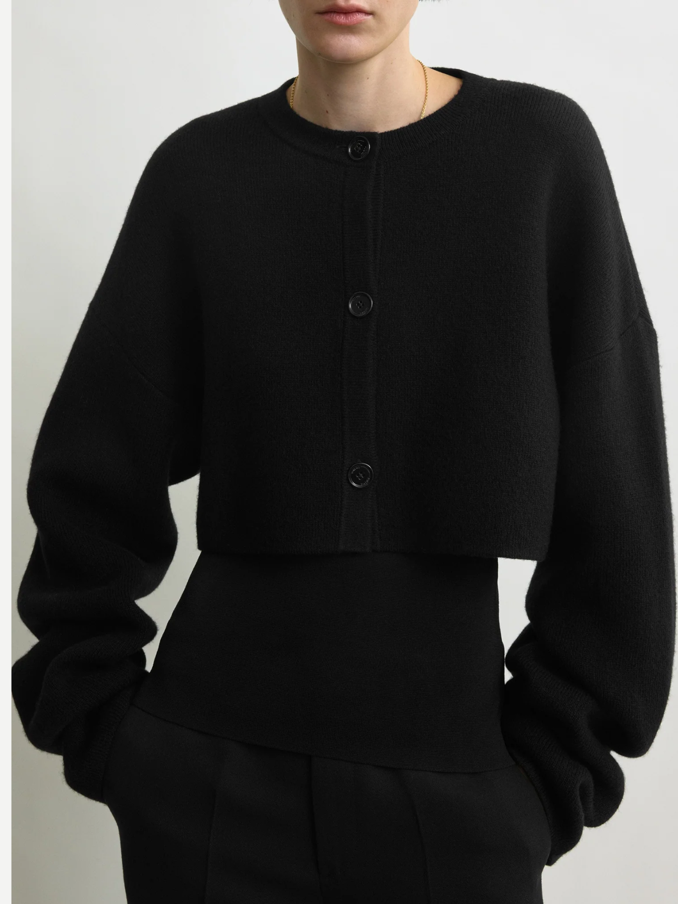 Totême-Cropped Oversized Cardigan - Black-Cardigans-Boboli-Vancouver-Canada