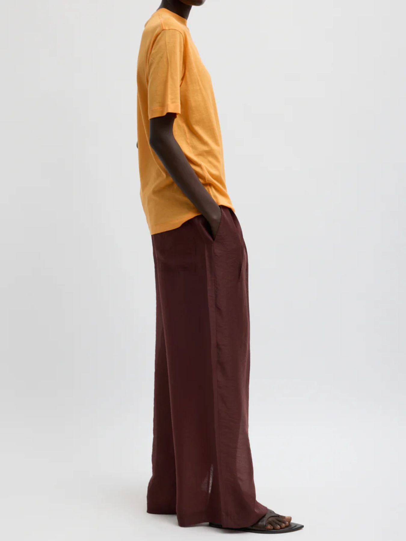 Tibi-Summer Voile Stella Pant W/ Slit Detail - Russet Brown-Pants-Boboli-Vancouver-Canada