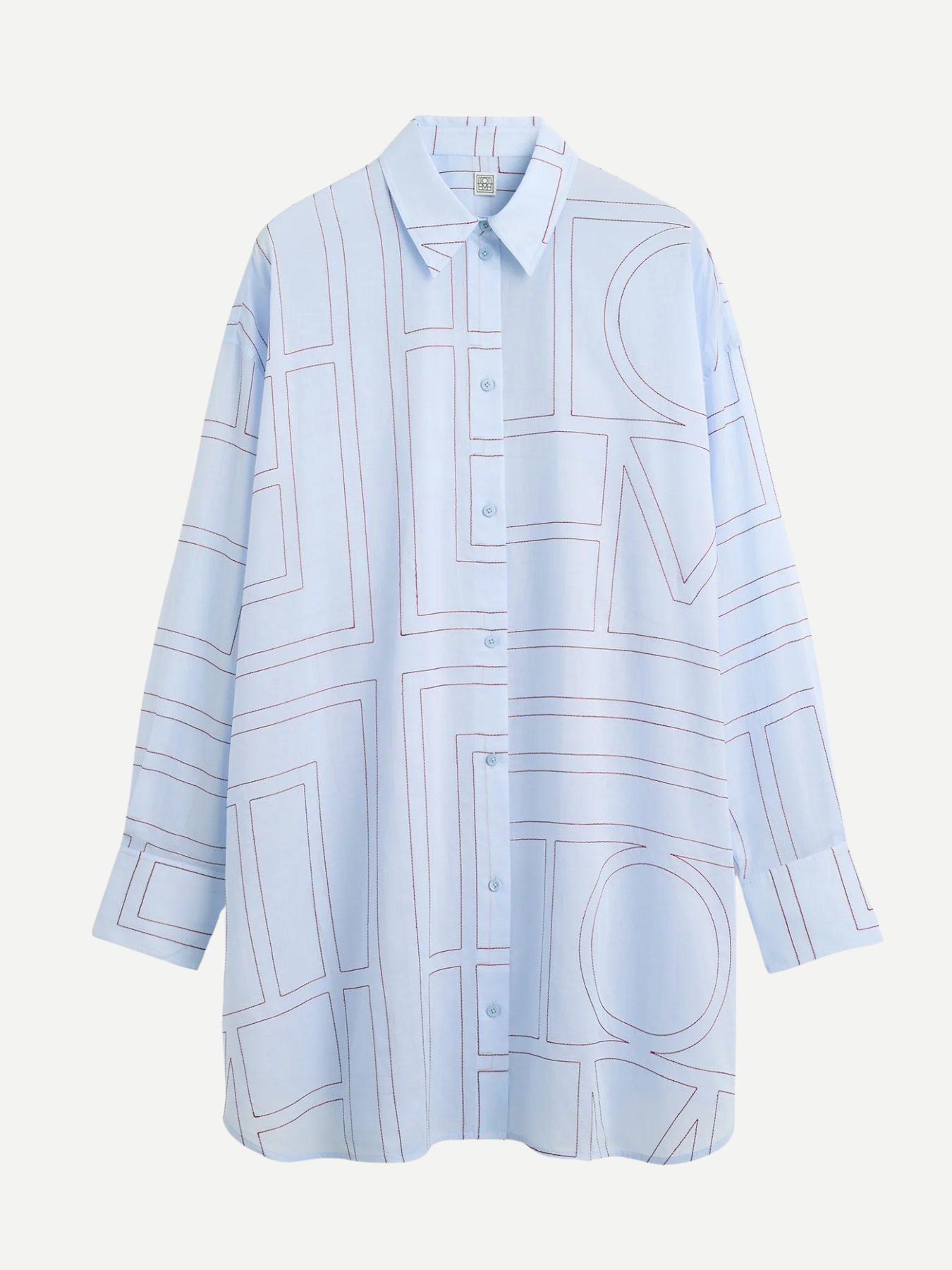 Toteme-Long Summer Shirt - Sky/Red-Shirts-Boboli-Vancouver-Canada