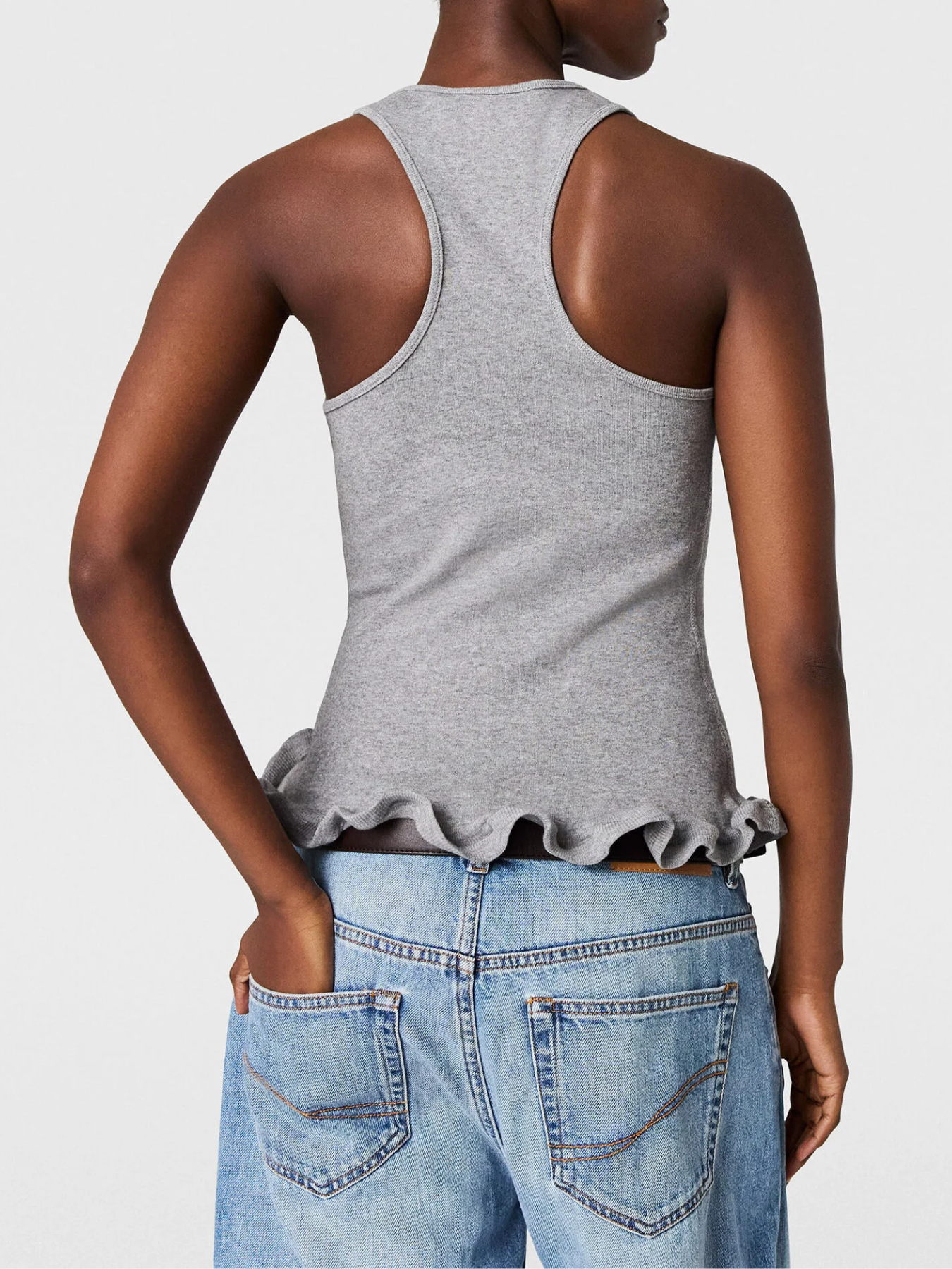 Stella McCartney-Frilled Hem Rib T-Shirt - Cream-T-Shirts-Boboli-Vancouver-Canada