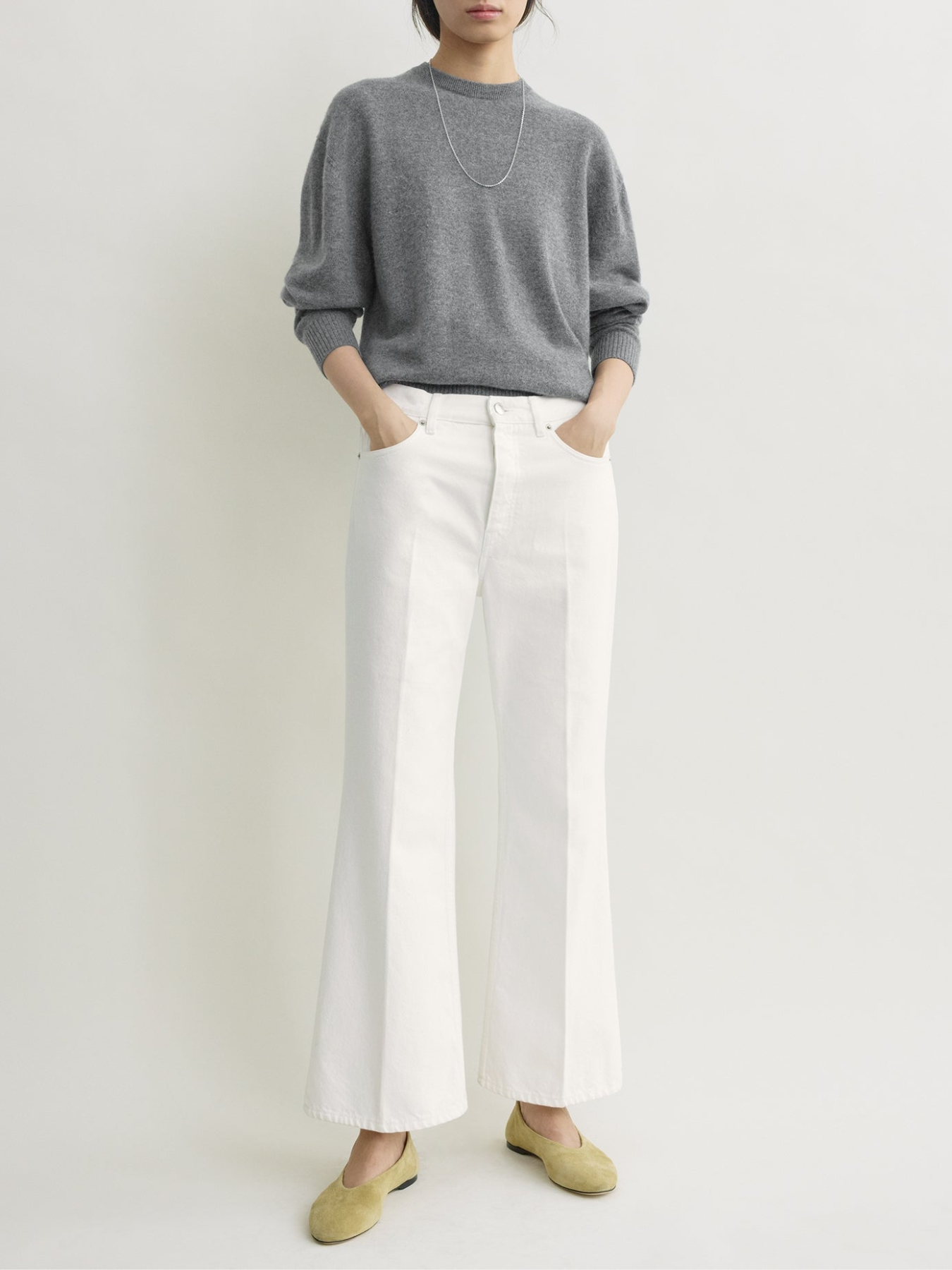 Totême-Kick Flare Denim - Off White-Pants-Boboli-Vancouver-Canada