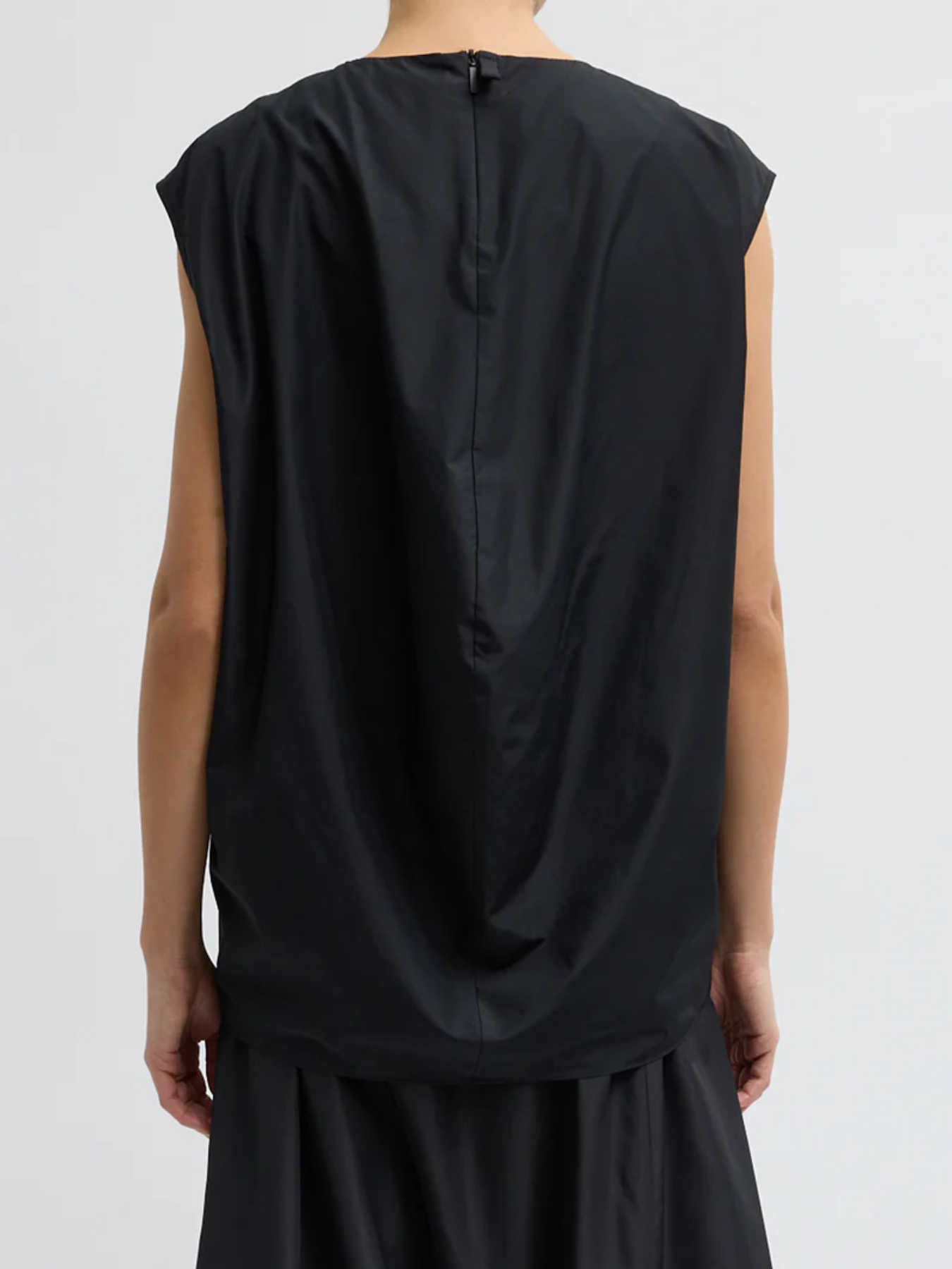 Tibi-Summer Nylon Sleeveless Cocoon Top - Black-Tops-Boboli-Vancouver-Canada