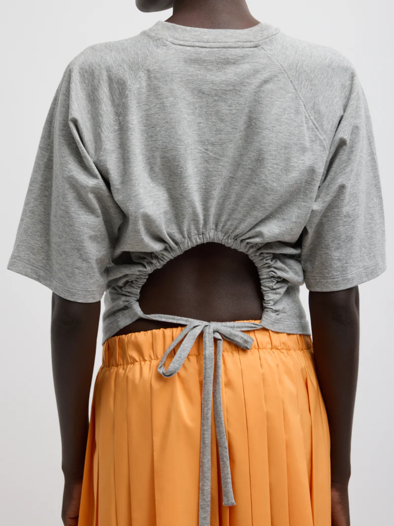 Tibi-Tshirting Short Sleeve Top With Shirred Back - Heather Grey-Tops-Boboli-Vancouver-Canada