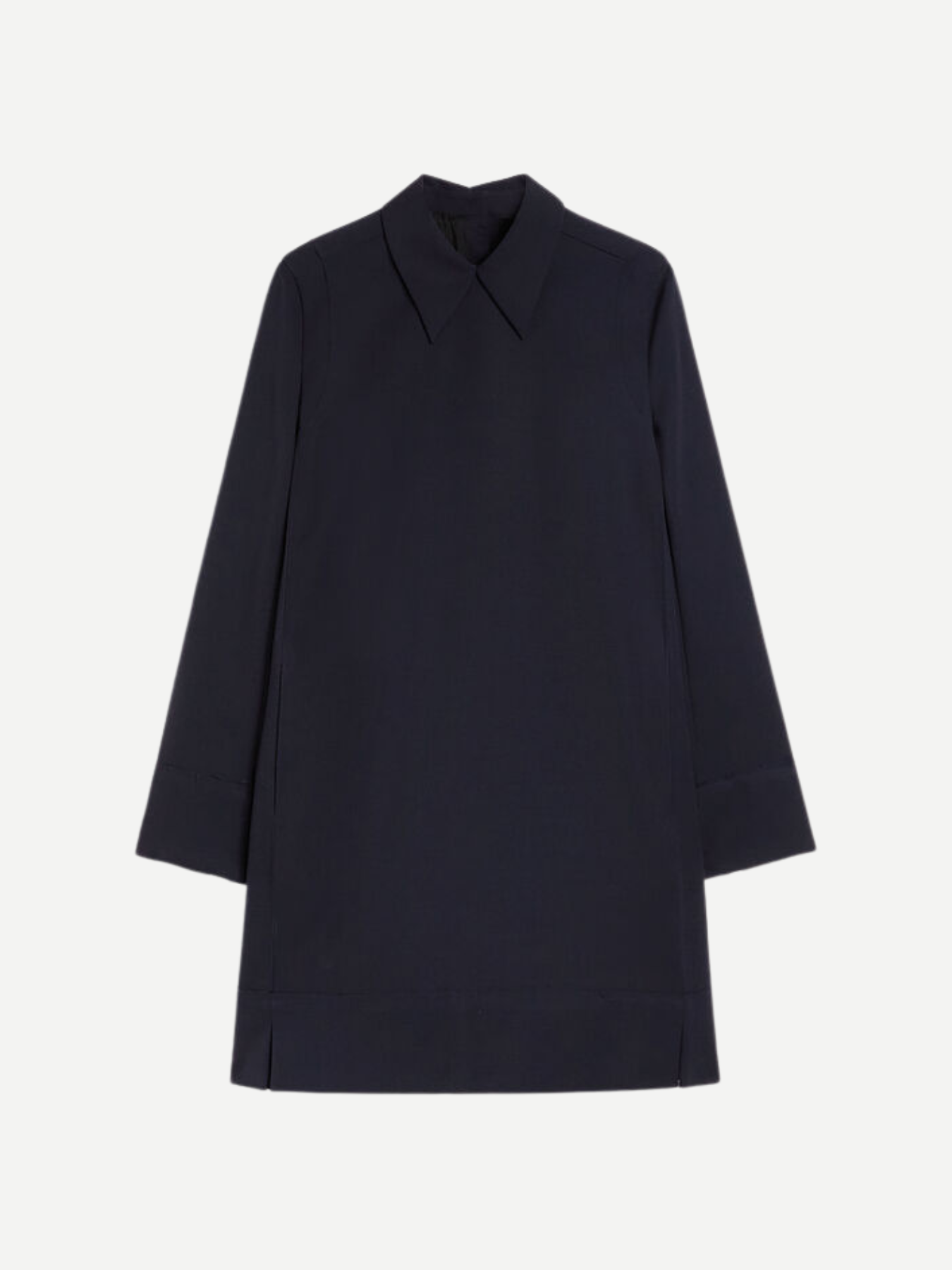 Jil Sander-Sharp Wool Gabardine Shirt - Navy-Shirt-Boboli-Vancouver-Canada