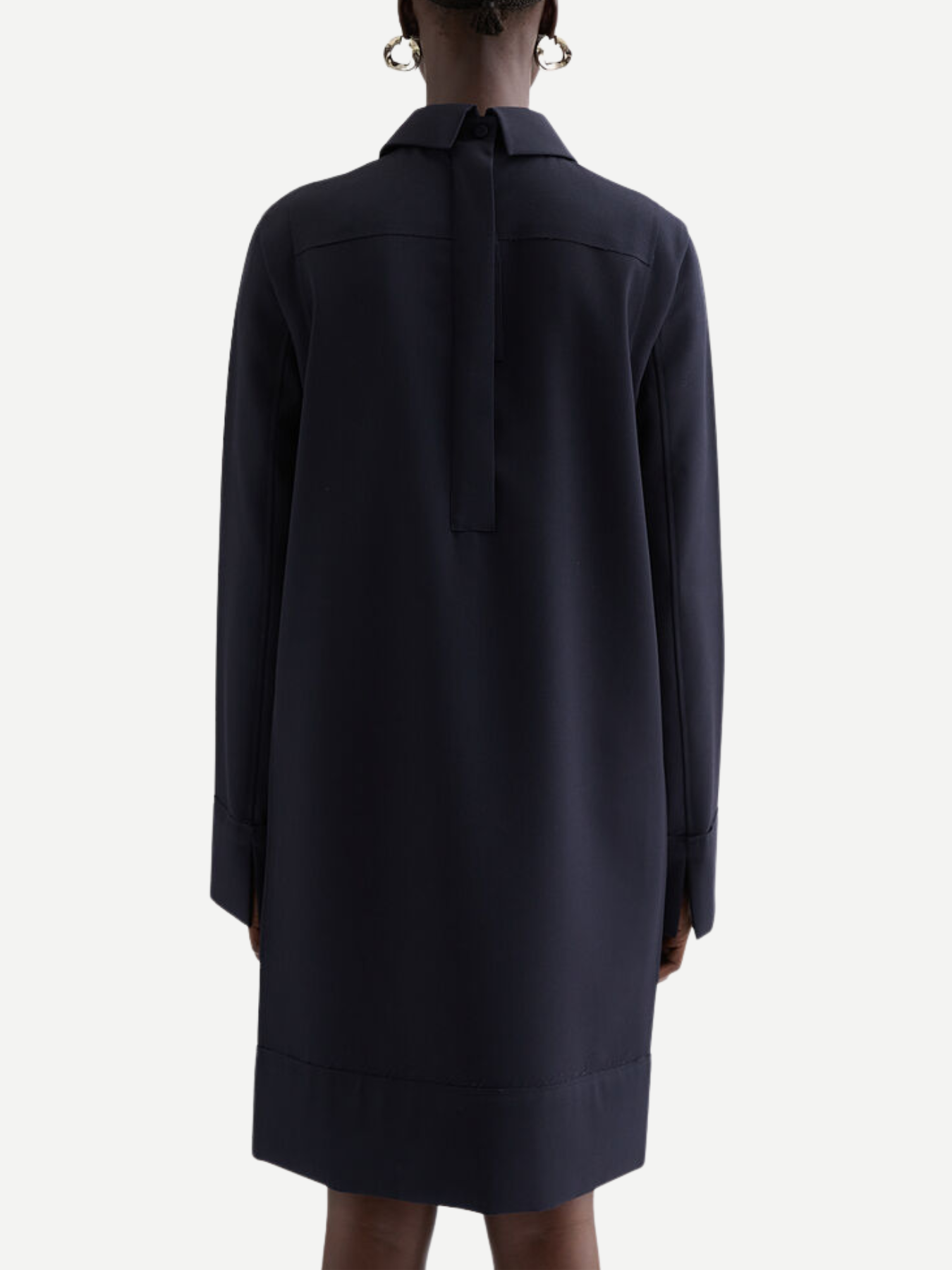 Jil Sander-Sharp Wool Gabardine Shirt - Navy-Shirt-Boboli-Vancouver-Canada