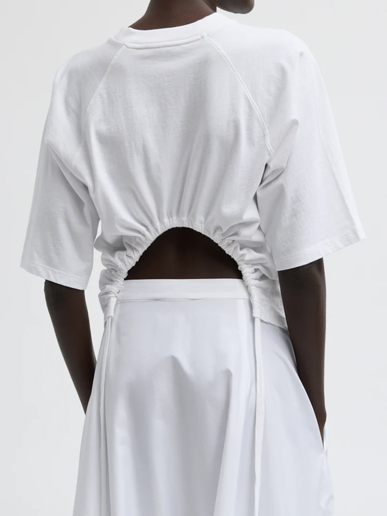 Tibi-Tshirting Short Sleeve Top With Shirred Back - White-Tops-Boboli-Vancouver-Canada