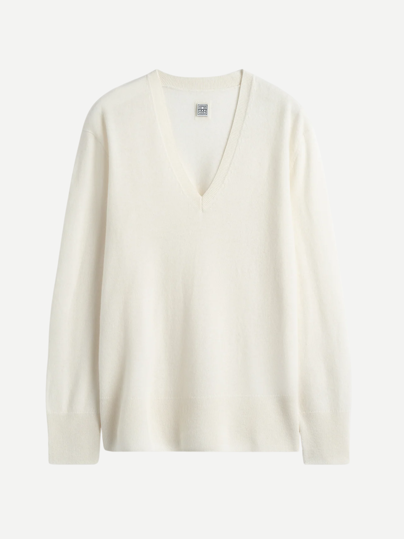 Totême-Cashmere V-Neck Sweater - Ecru-Sweaters-Boboli-Vancouver-Canada