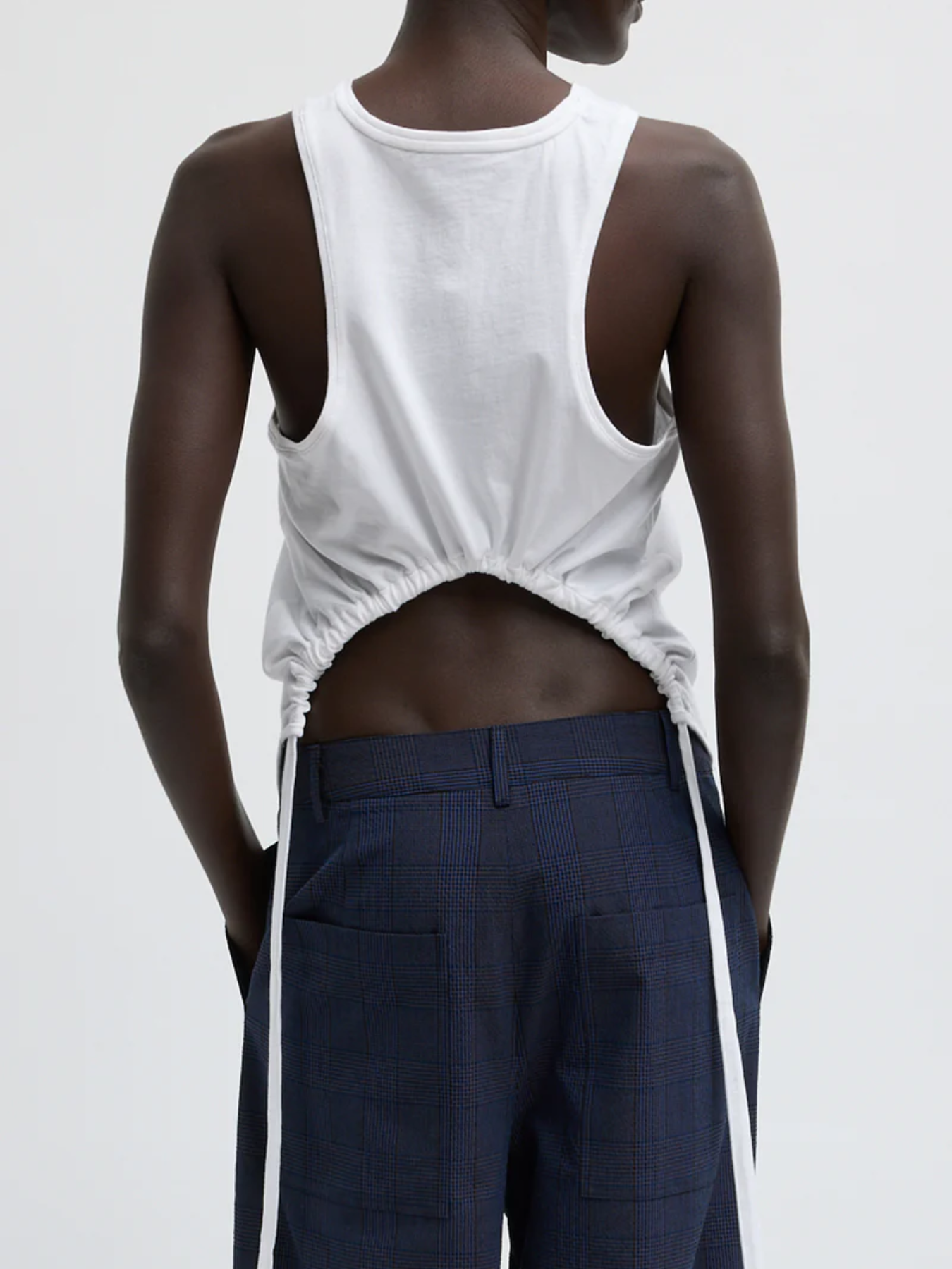 Tibi-Tshirting Shirred Back Tank - White-Tops-Boboli-Vancouver-Canada