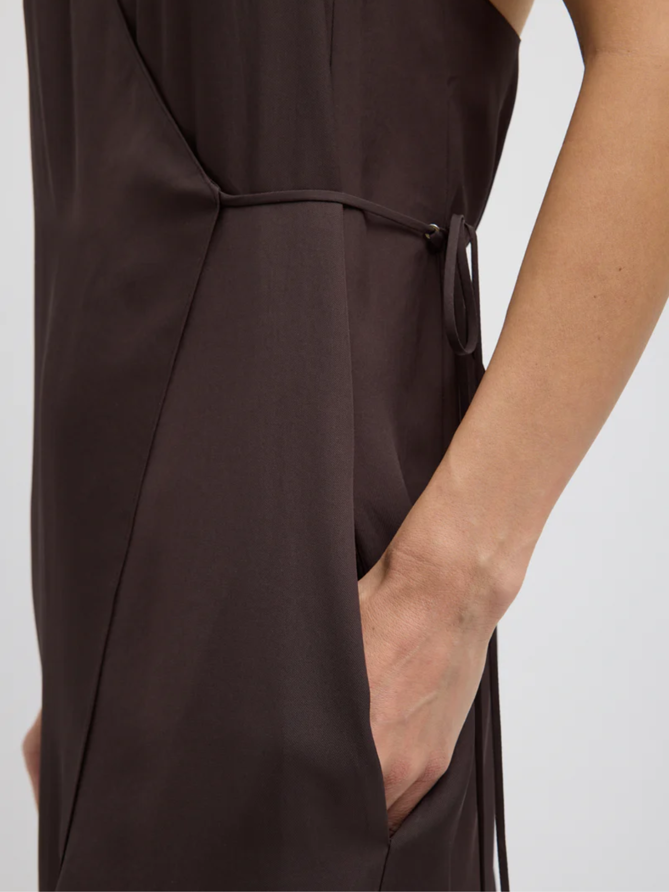 Tibi-Summer Slip Wrap Slip Dress - Chocolate Brown-Dresses-Boboli-Vancouver-Canada