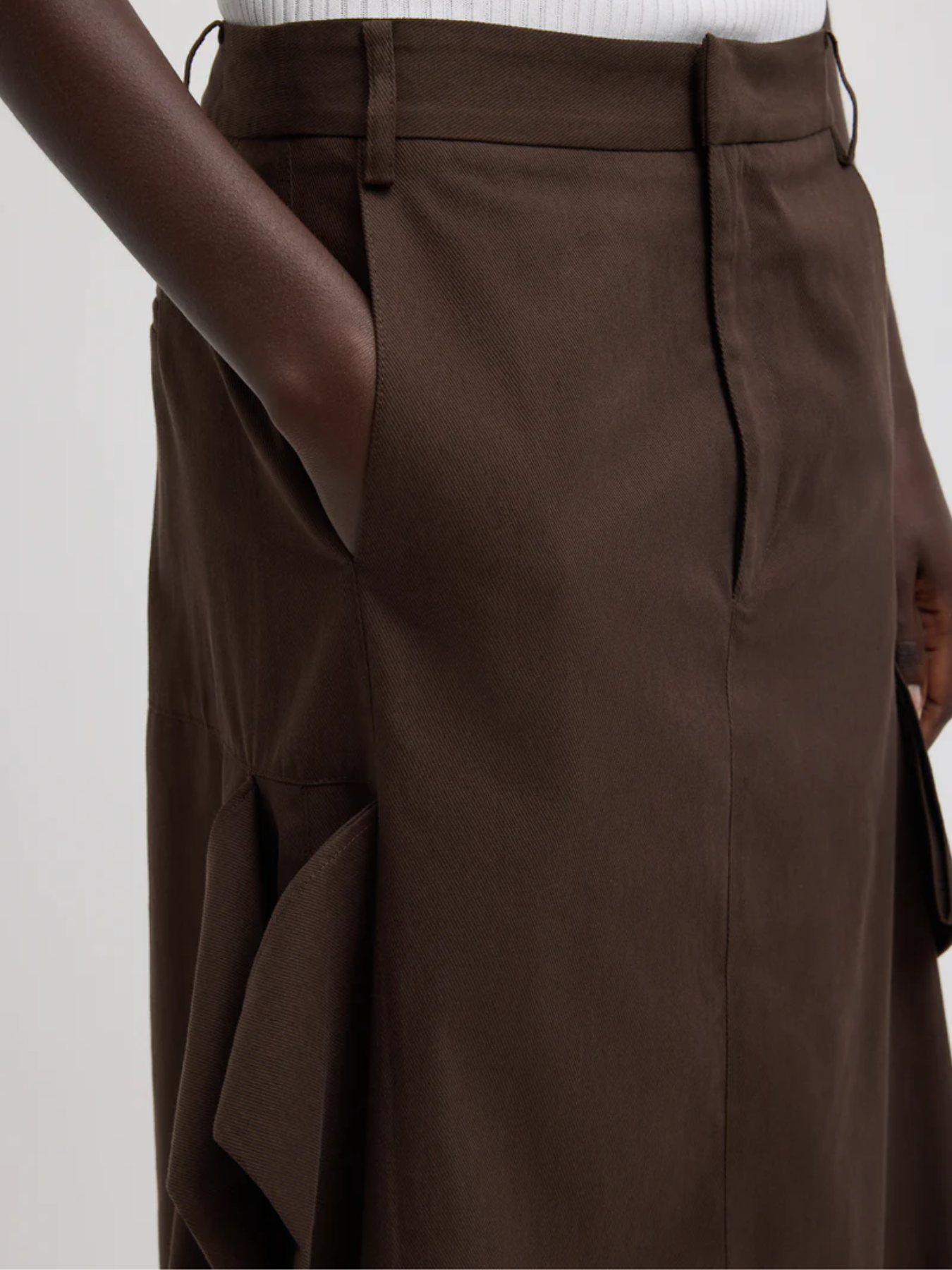 Tibi-Luxe Spring Tucked Pleat Skirt - Hickory Brown-Skirts-Boboli-Vancouver-Canada