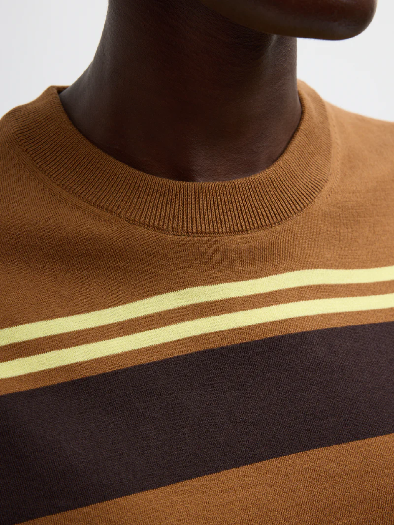 Tibi-Super Fine Gauge Striped Perfect Crewneck - Brown-Sweaters-Boboli-Vancouver-Canada