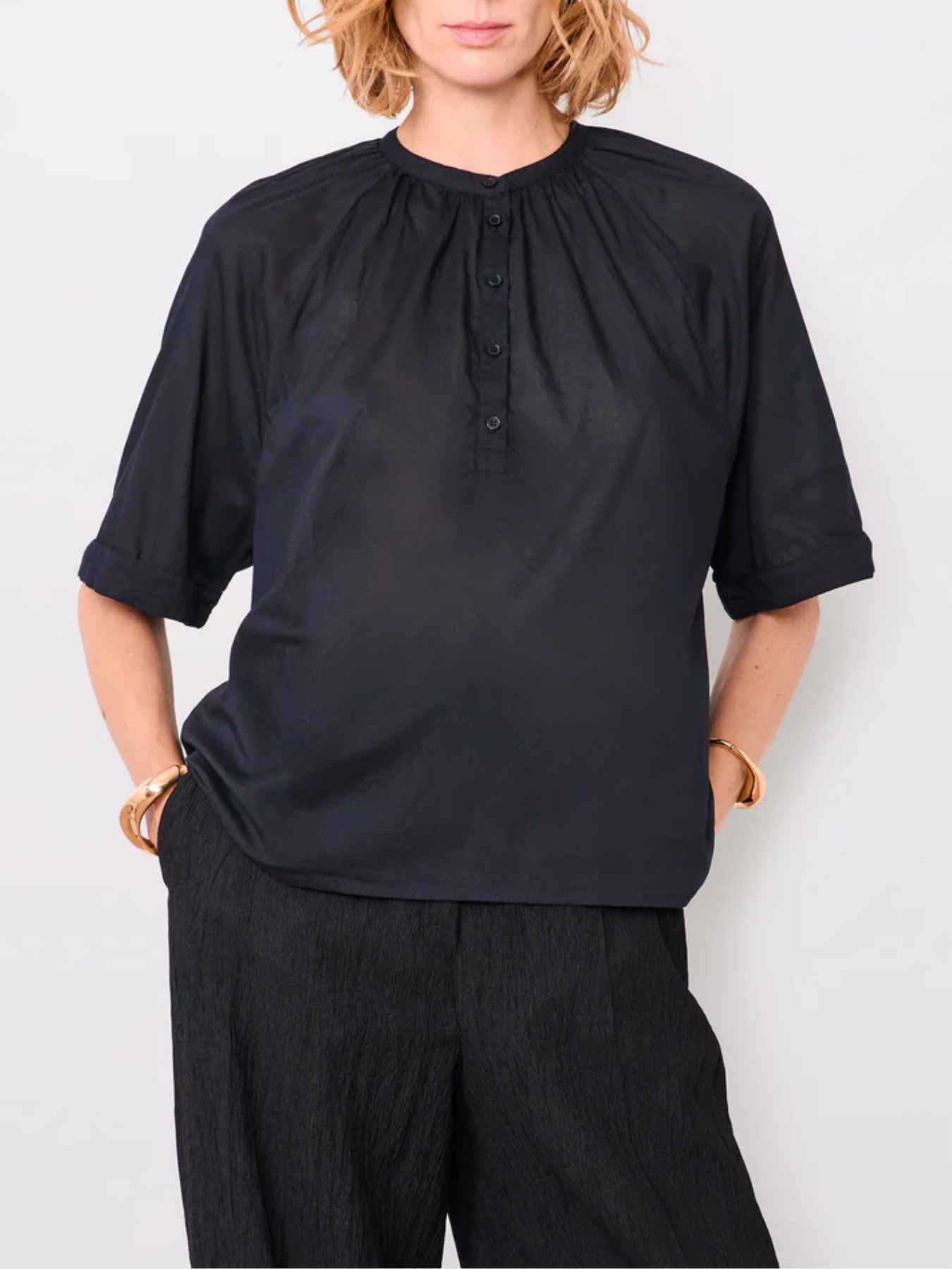 Officine Generale-Noria Shirt - Black-Shirts-Boboli-Vancouver-Canada