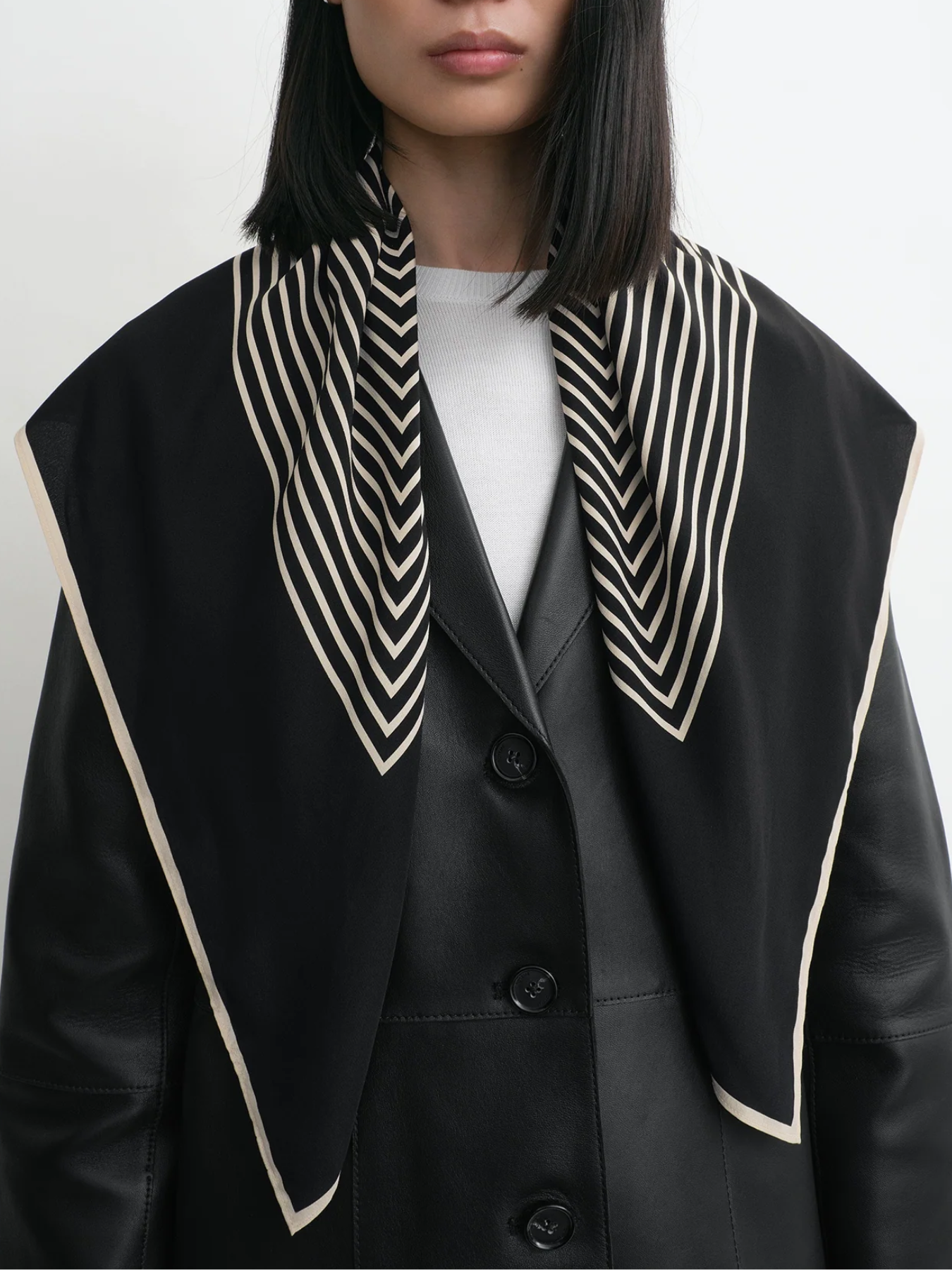Toteme-Centered Monogram Silk Scarf - Black-Scarves-Boboli-Vancouver-Canada