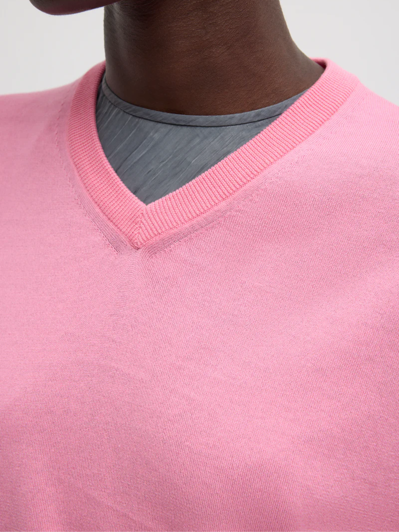 Tibi-Super Fine Gauge Perfect V Neck Mens Pullover - Bubble Gum Pink-Sweaters-Boboli-Vancouver-Canada