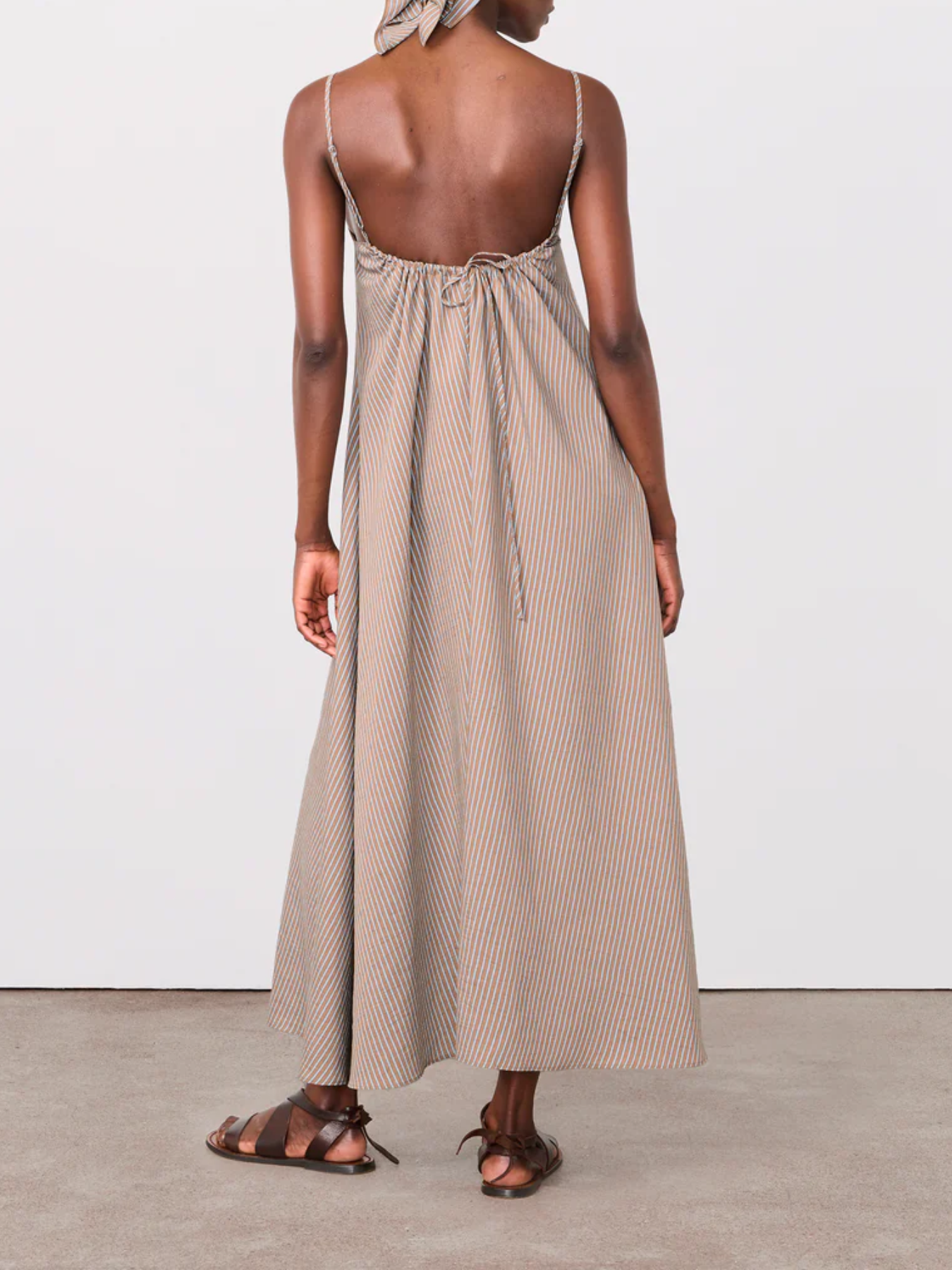 Officine Generale-Loria Wrinkle Stripe Dress - Ginger / Dreamblue-Dresses-Boboli-Vancouver-Canada