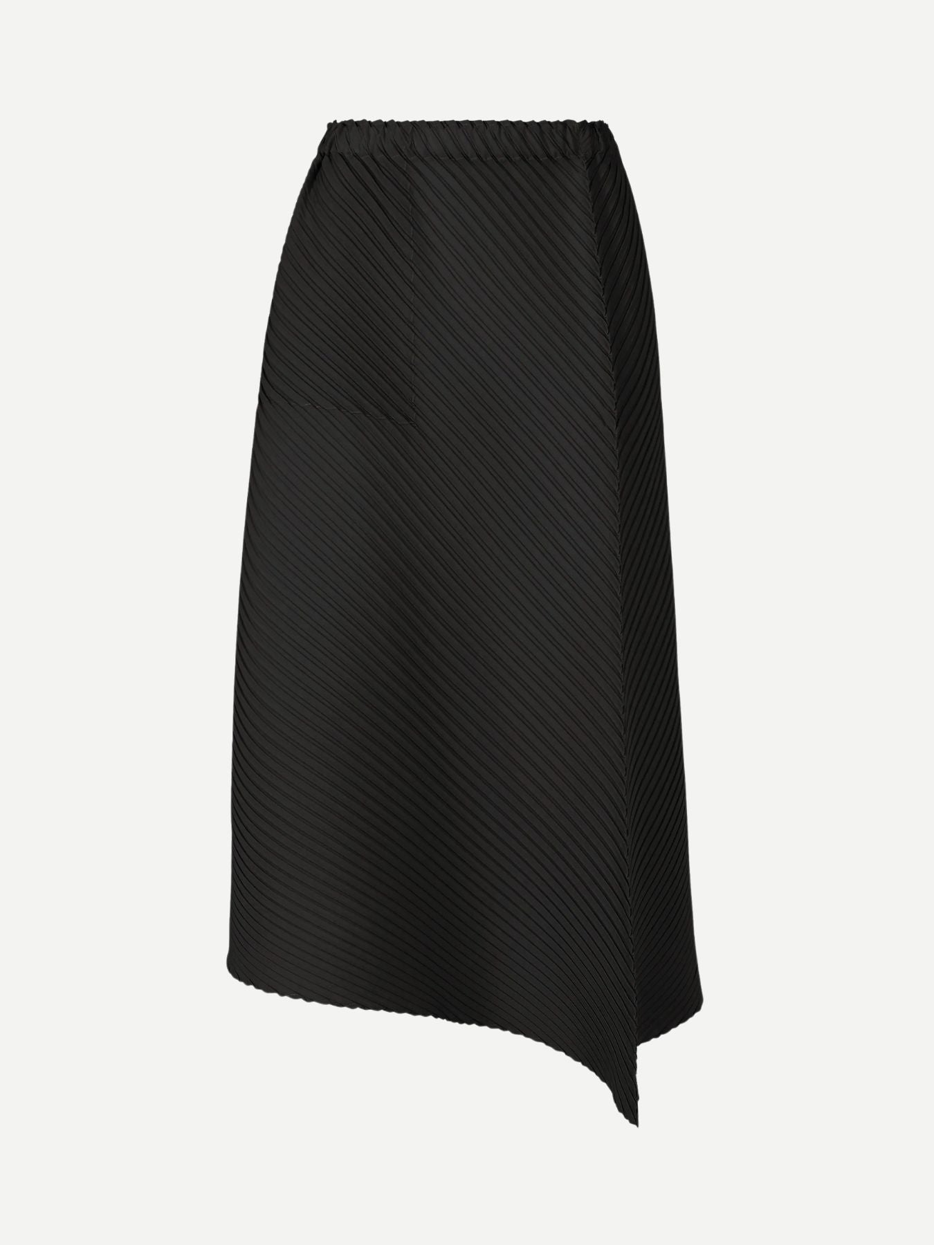 Plaster Pleats Solid Skirt - Black