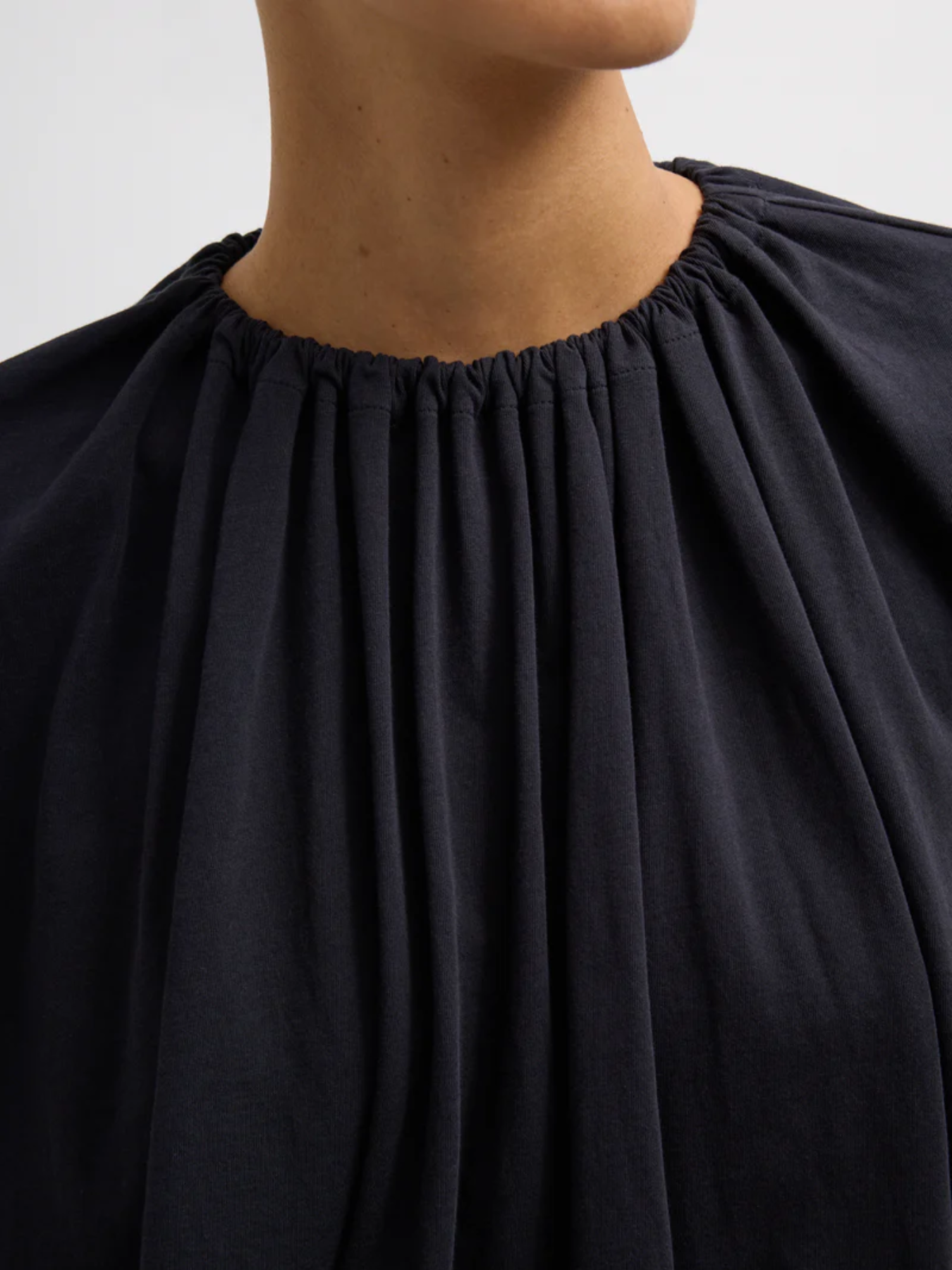 Tibi-Shirred Neck Circular Top - Dark Navy-Tops-Boboli-Vancouver-Canada