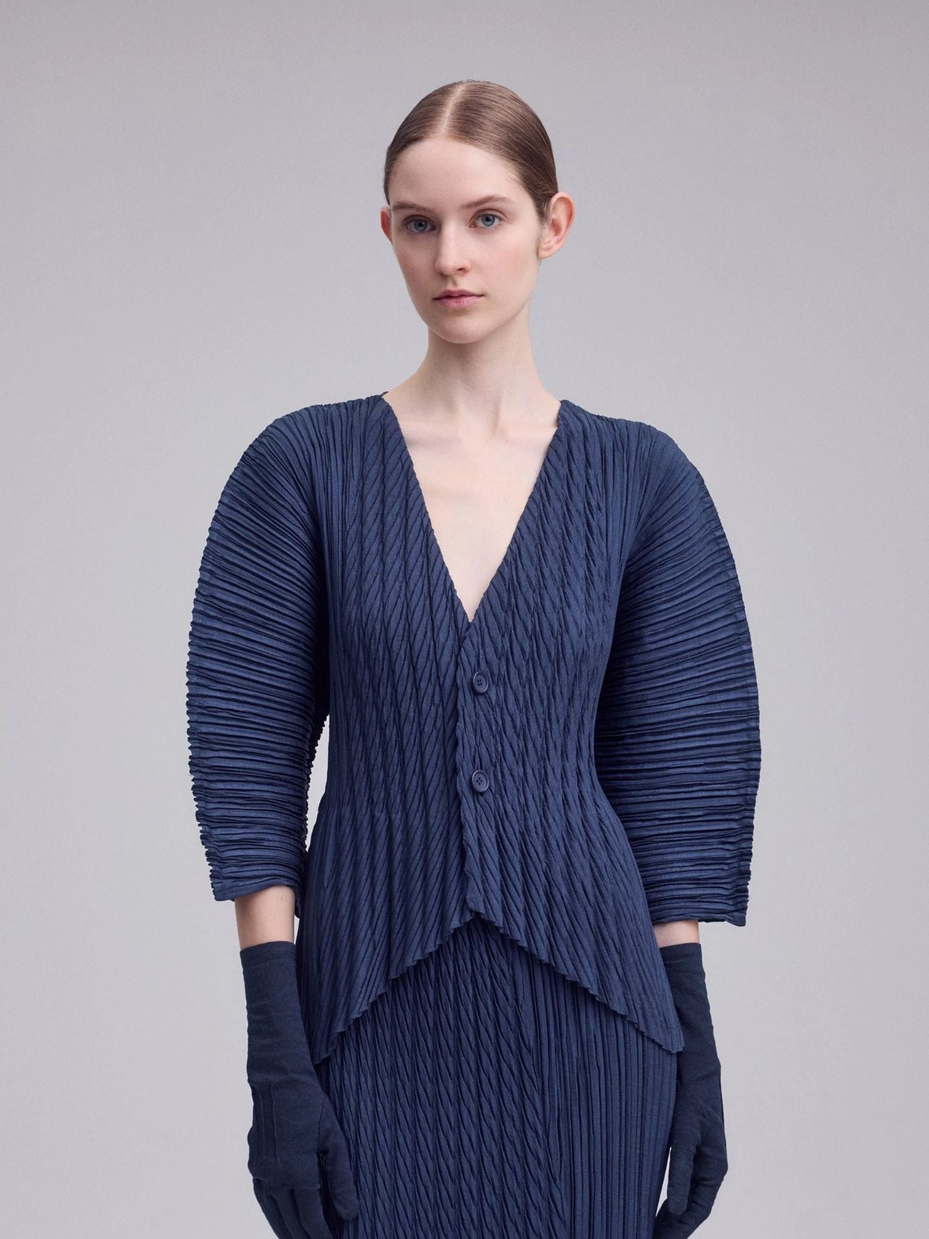 Unfurling Pleats Jacket - Dark Navy