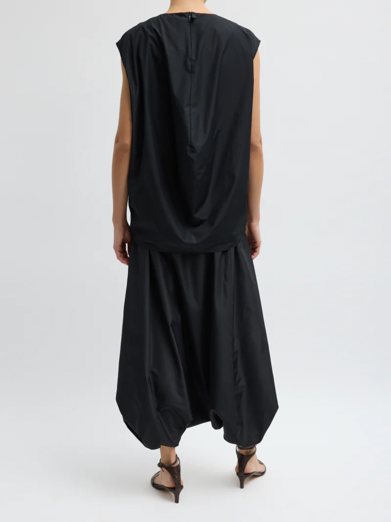 Tibi-Summer Nylon Flat Front Jalousie Skirt - Black-Skirts-Boboli-Vancouver-Canada