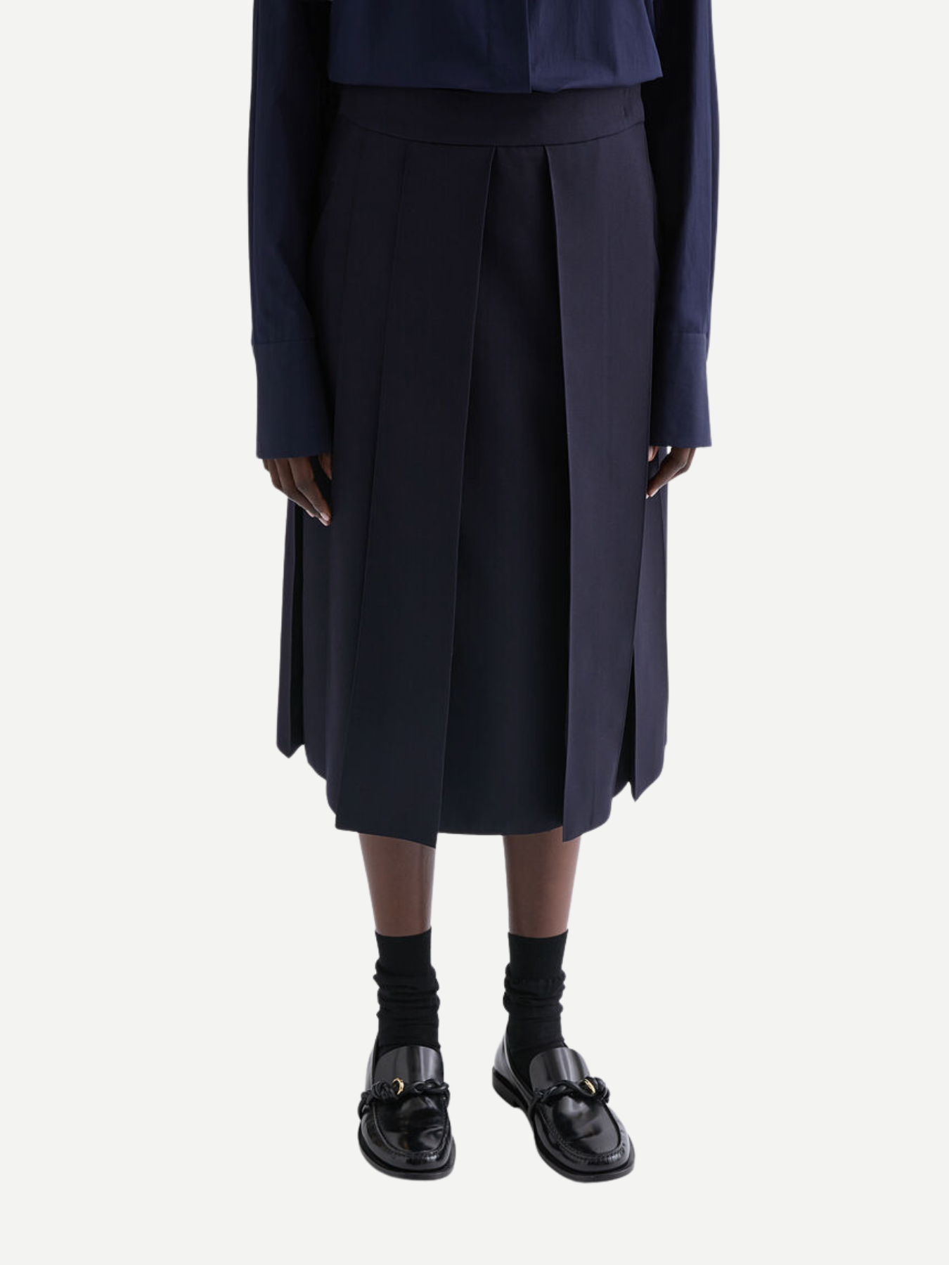 Jil Sander-Sharp Wool Gabardine Skirt - Navy-Skirt-Boboli-Vancouver-Canada