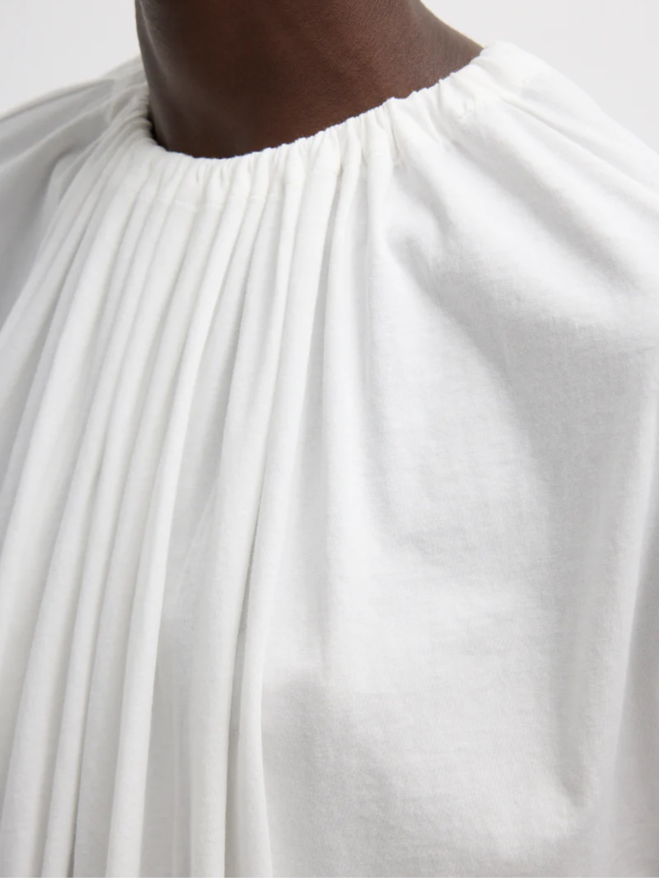 Tibi-Shirred Neck Circular Top - White-Tops-Boboli-Vancouver-Canada