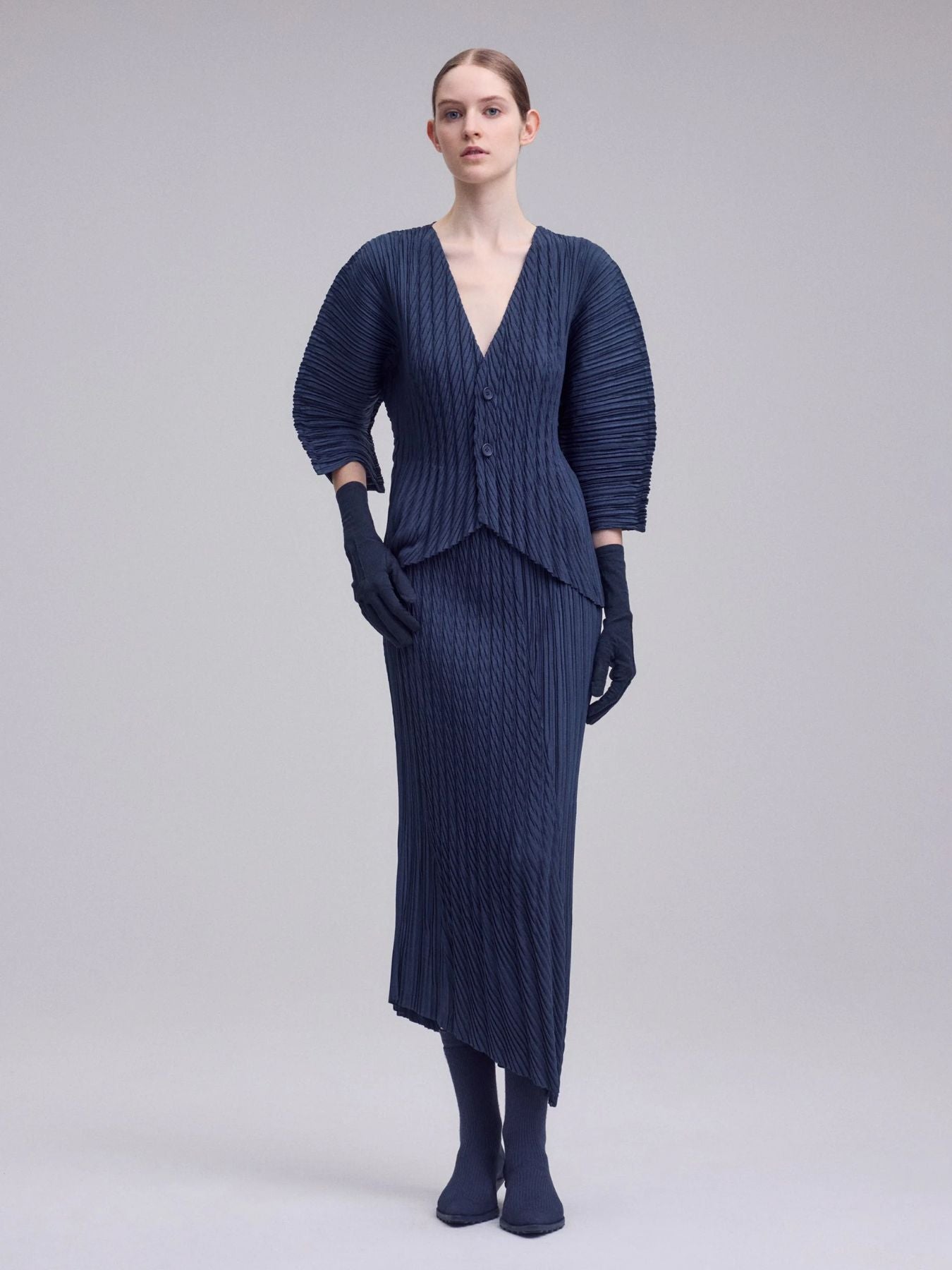Unfurling Pleats Jacket - Dark Navy