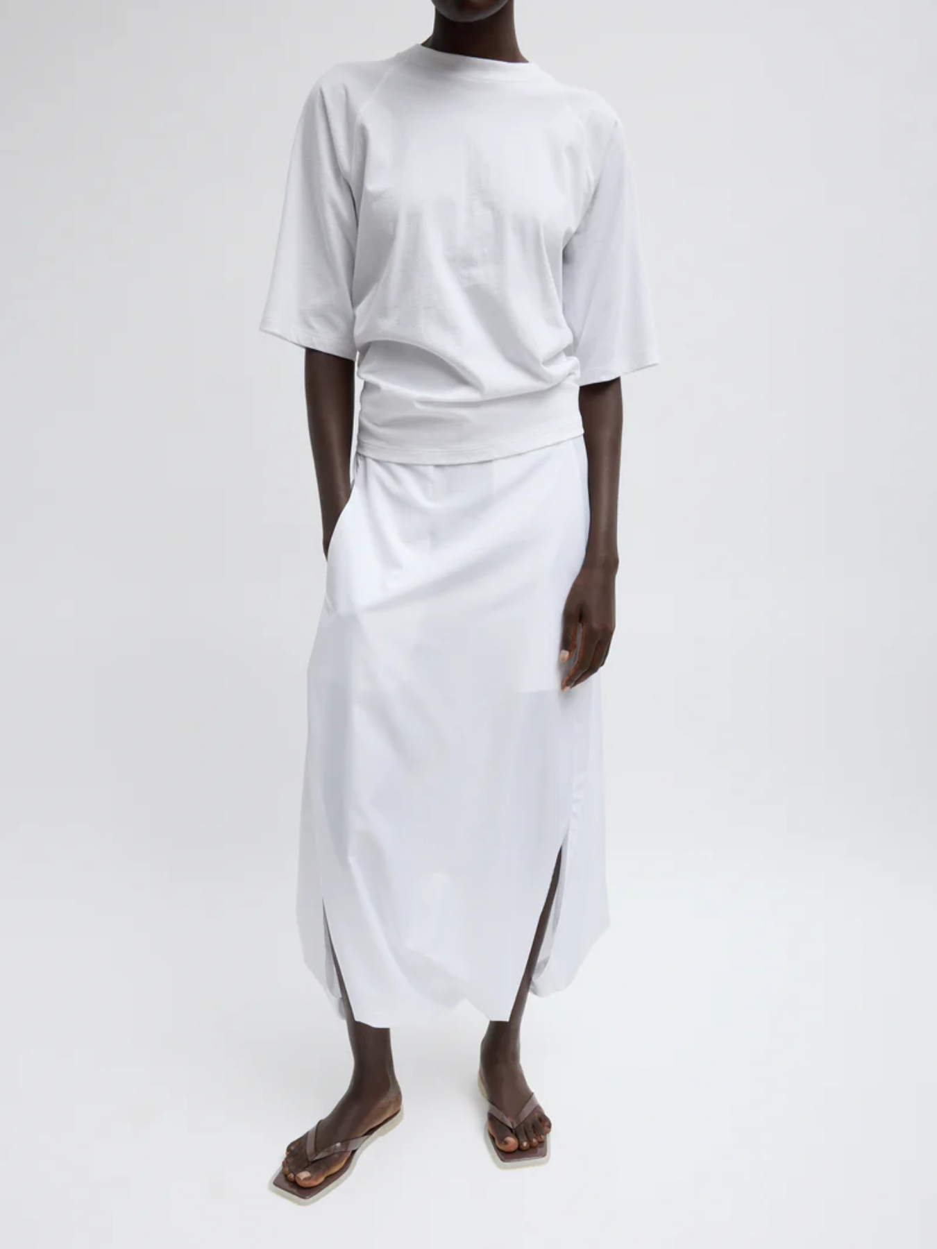 Tibi-Summer Nylon Flat Front Jalousie Skirt - White-Skirts-Boboli-Vancouver-Canada