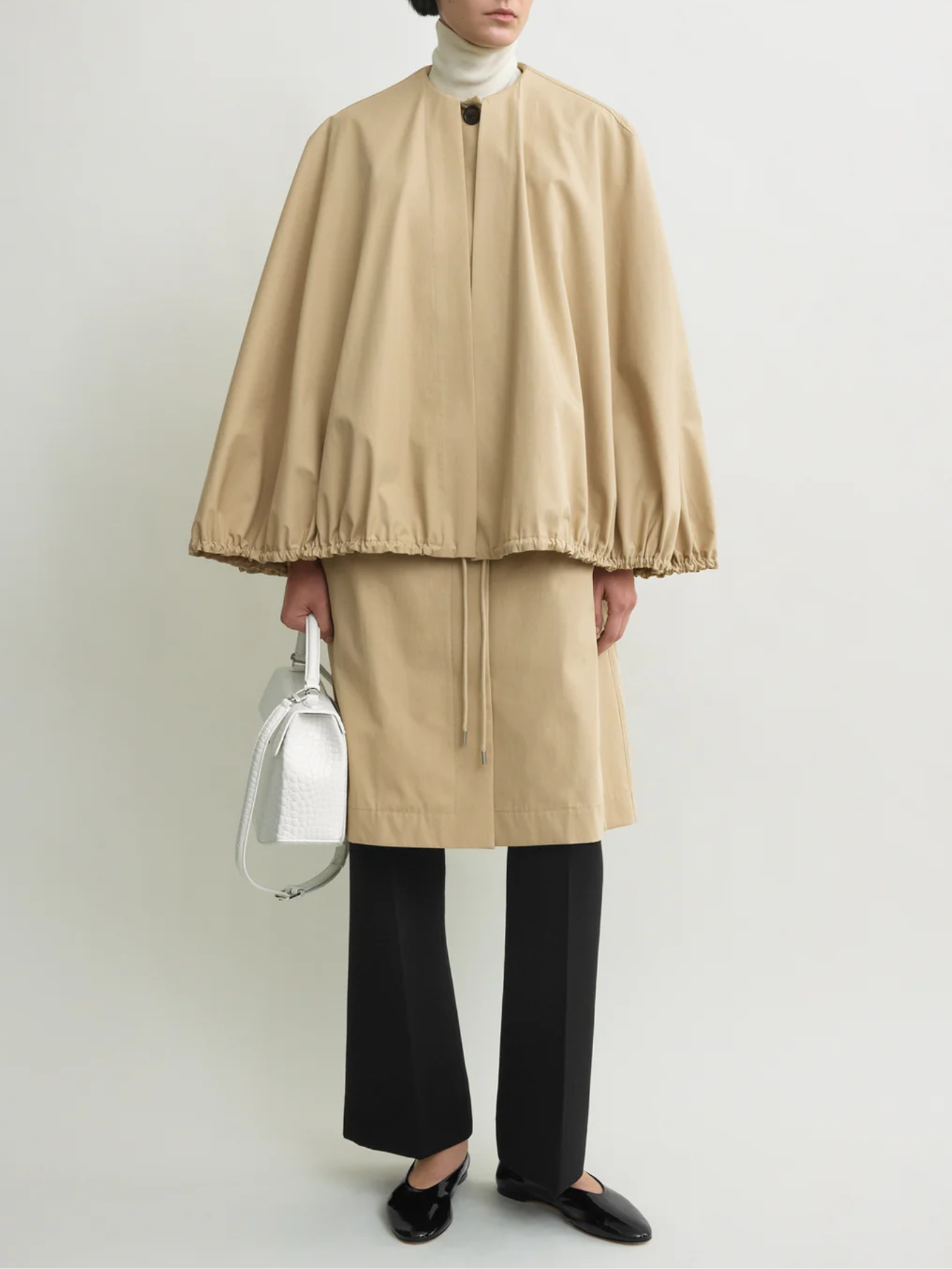 Totême-Detachable Cape Coat - Beige-Coats-Boboli-Vancouver-Canada