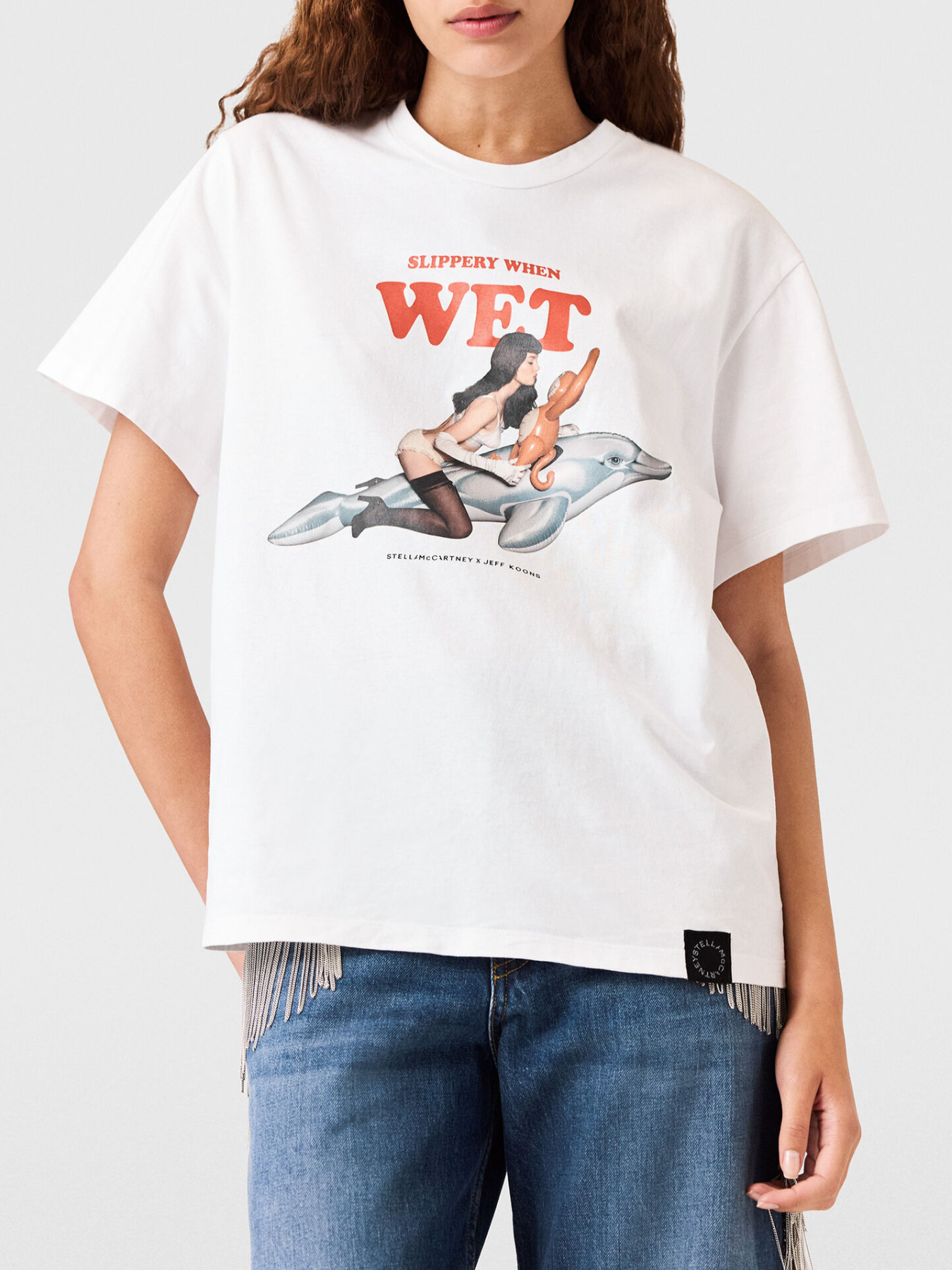 Stella McCartney-Jeff Koons Collab Boyfriend T-Shirt - Pure White-Shirts-Boboli-Vancouver-Canada