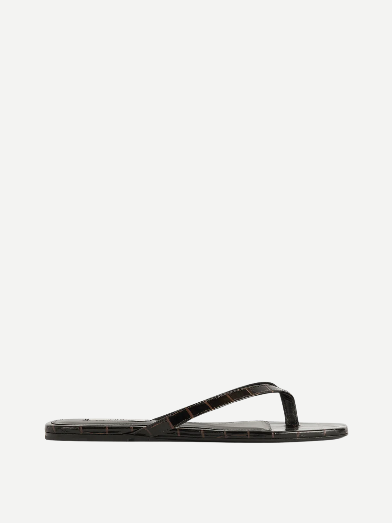 Totême-Croco-Embossed Flip Flops - Dark Brown-Shoes-Boboli-Vancouver-Canada