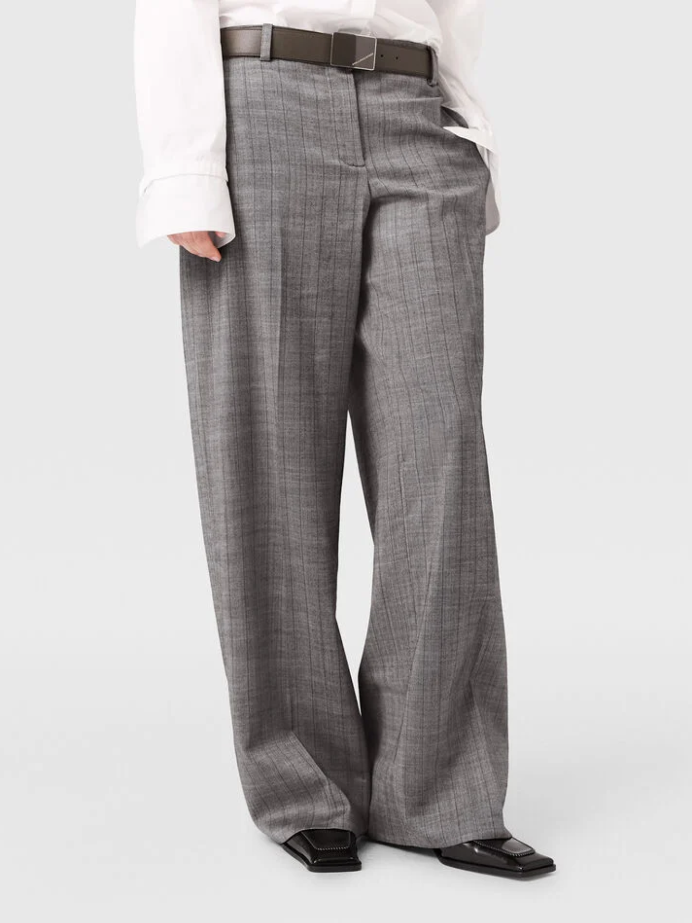 Stella McCartney-Pinstripe Loose Trousers - Grey-Pants-Boboli-Vancouver-Canada