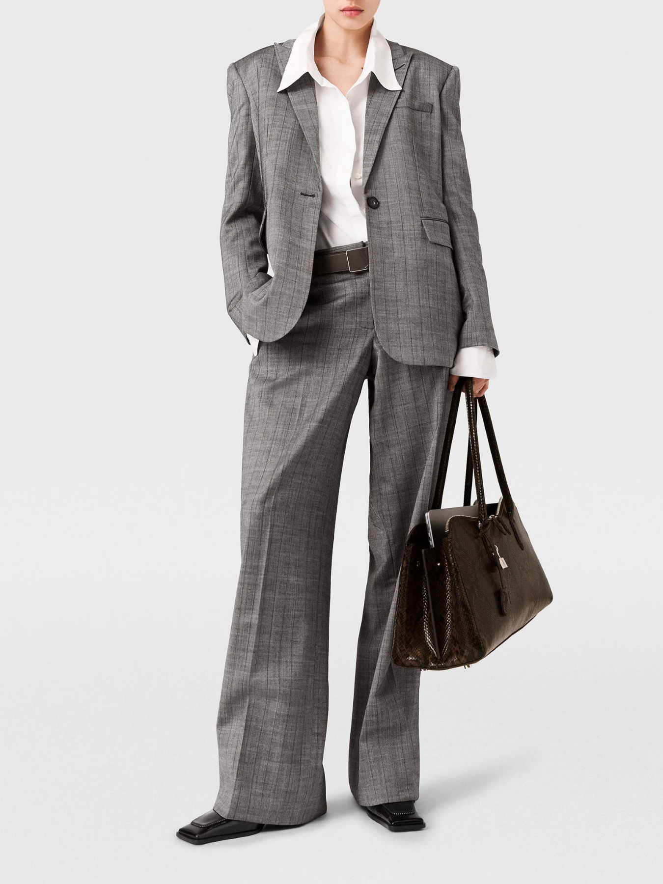 Stella McCartney-Pinstripe Loose Trousers - Grey-Pants-Boboli-Vancouver-Canada
