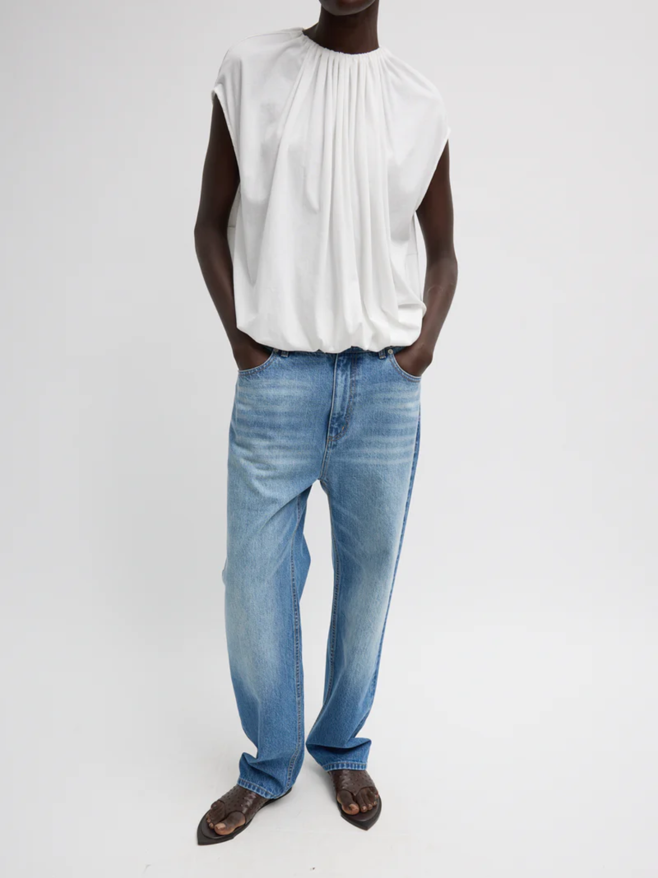 Tibi-Selvedge Denim 5 Pocket Alec Jean - Classic Blue-Pants-Boboli-Vancouver-Canada