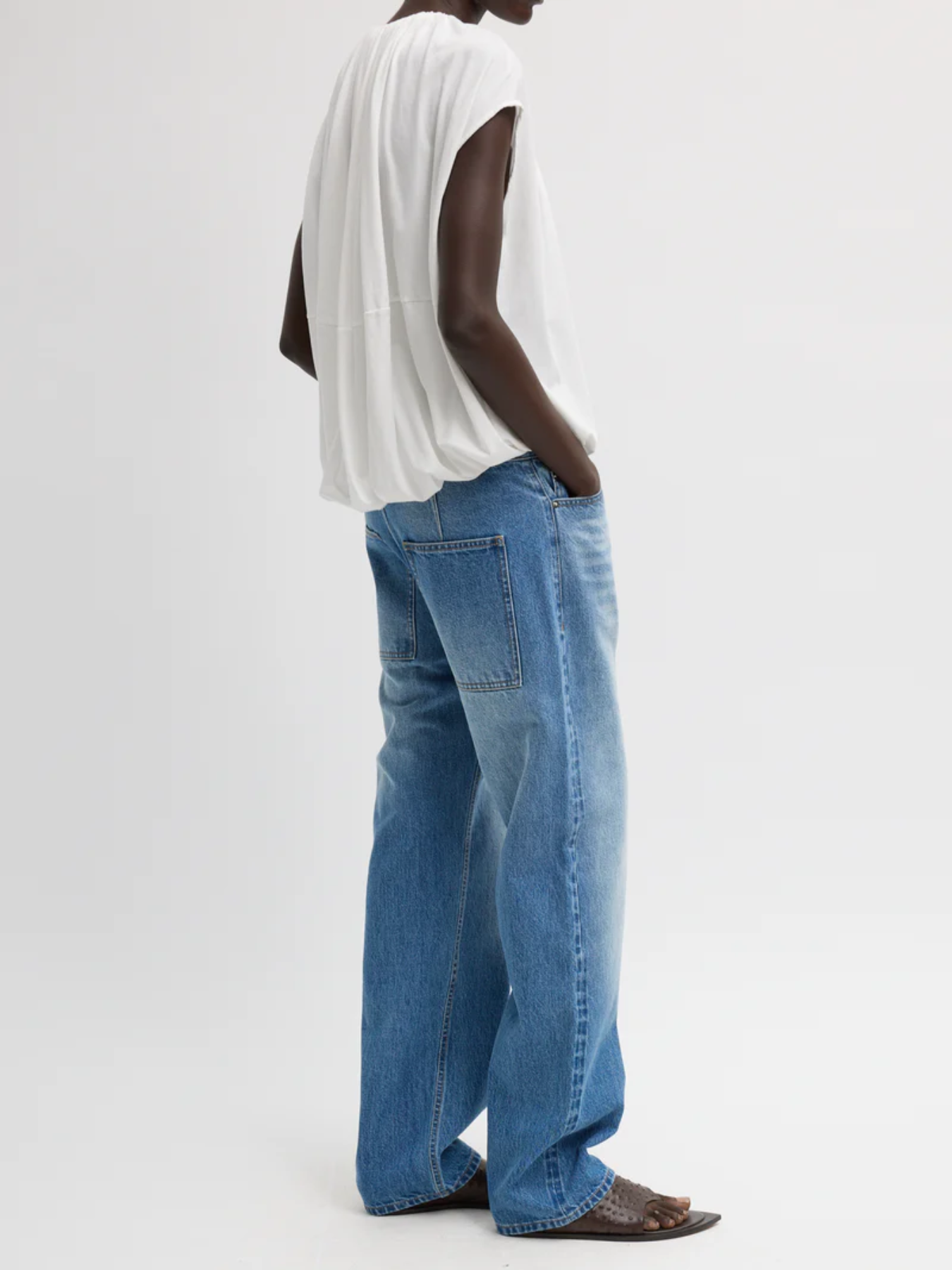 Tibi-Selvedge Denim 5 Pocket Alec Jean - Classic Blue-Pants-Boboli-Vancouver-Canada