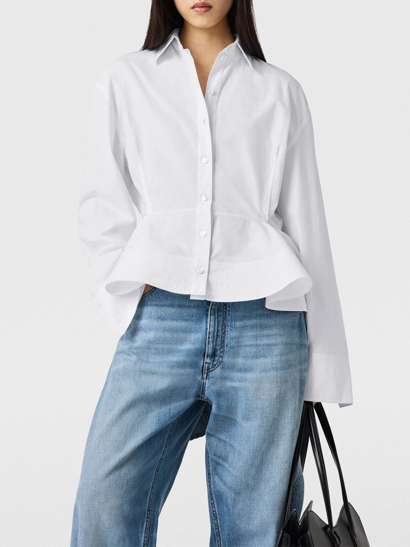 Stella McCartney-Poplin Peplum Shirt - Pure White-Shirts-Boboli-Vancouver-Canada