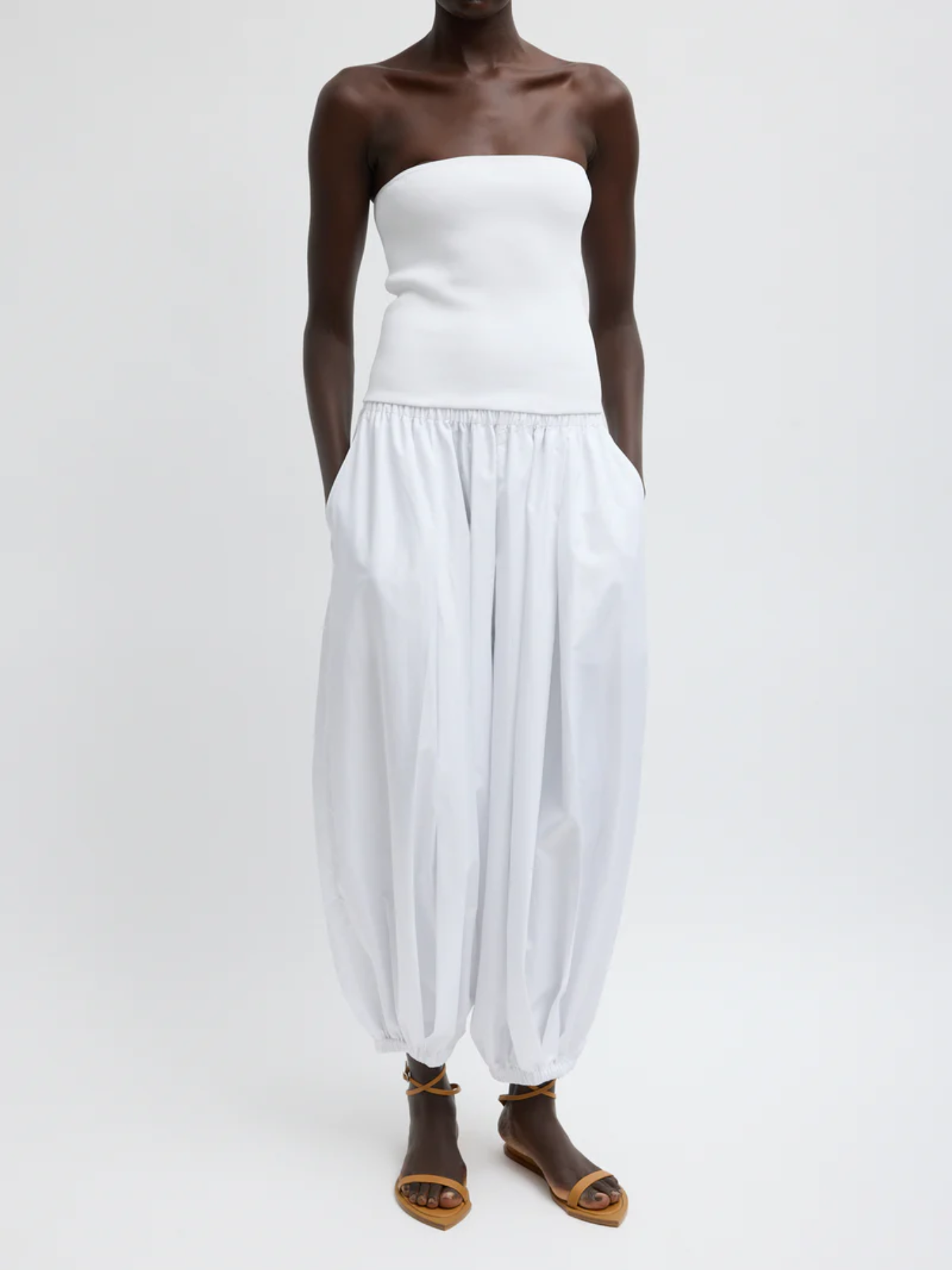 Tibi-Ribbed Sweater Tube Top - White-Tops-Boboli-Vancouver-Canada
